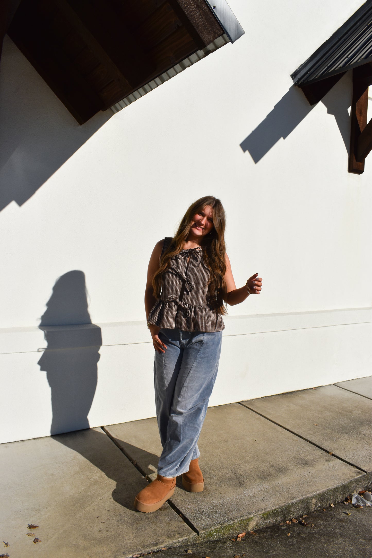 Maple Checkered Top W/ Tie Bows