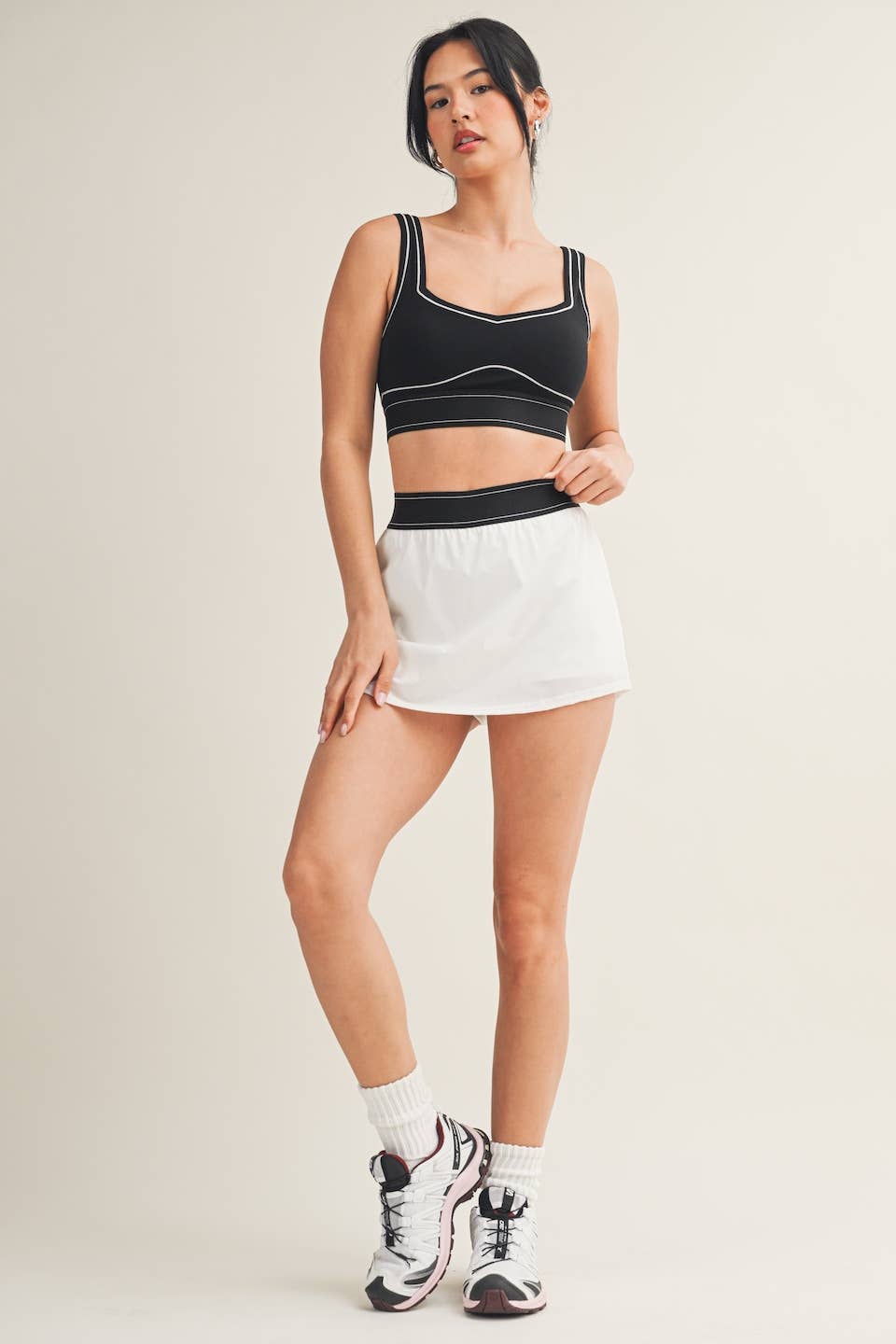 Lightweight Skort with Elastic Waistband: White