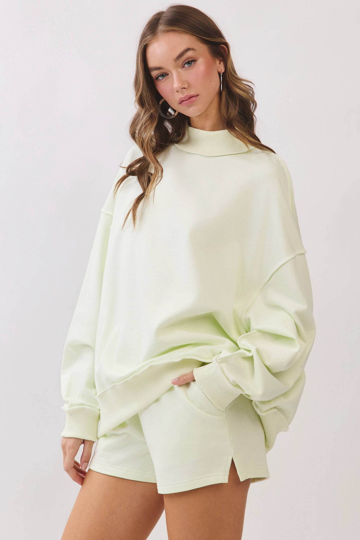 Soft Knit Drop Shoulder Mock Neck