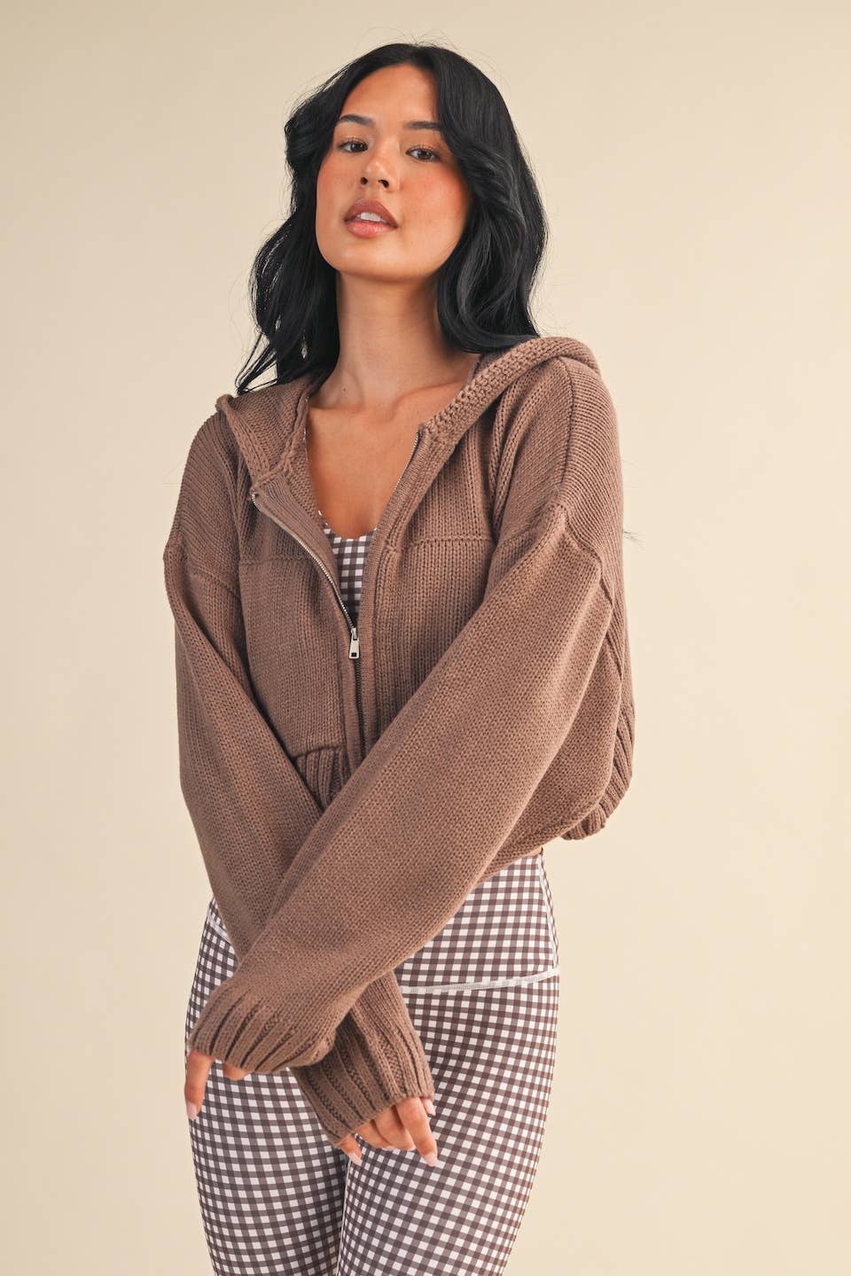 Knit Zip Up Hoodie Sweater