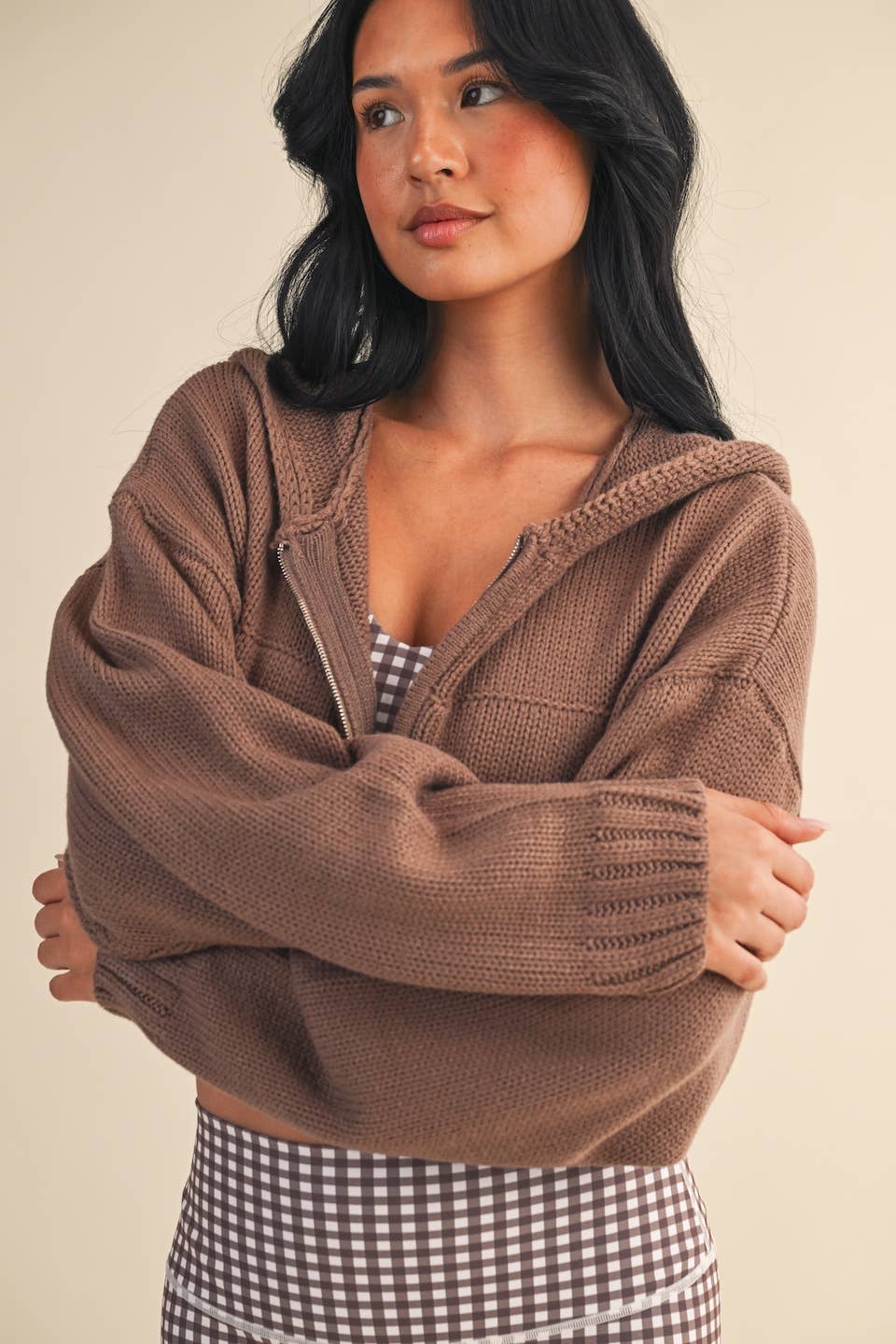 Knit Zip Up Hoodie Sweater