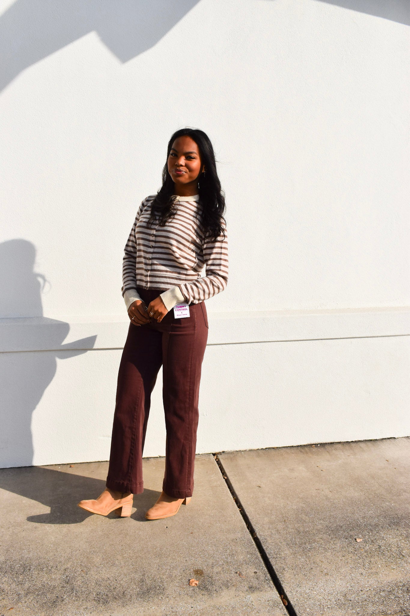 Striped Pattern Button Cardigan