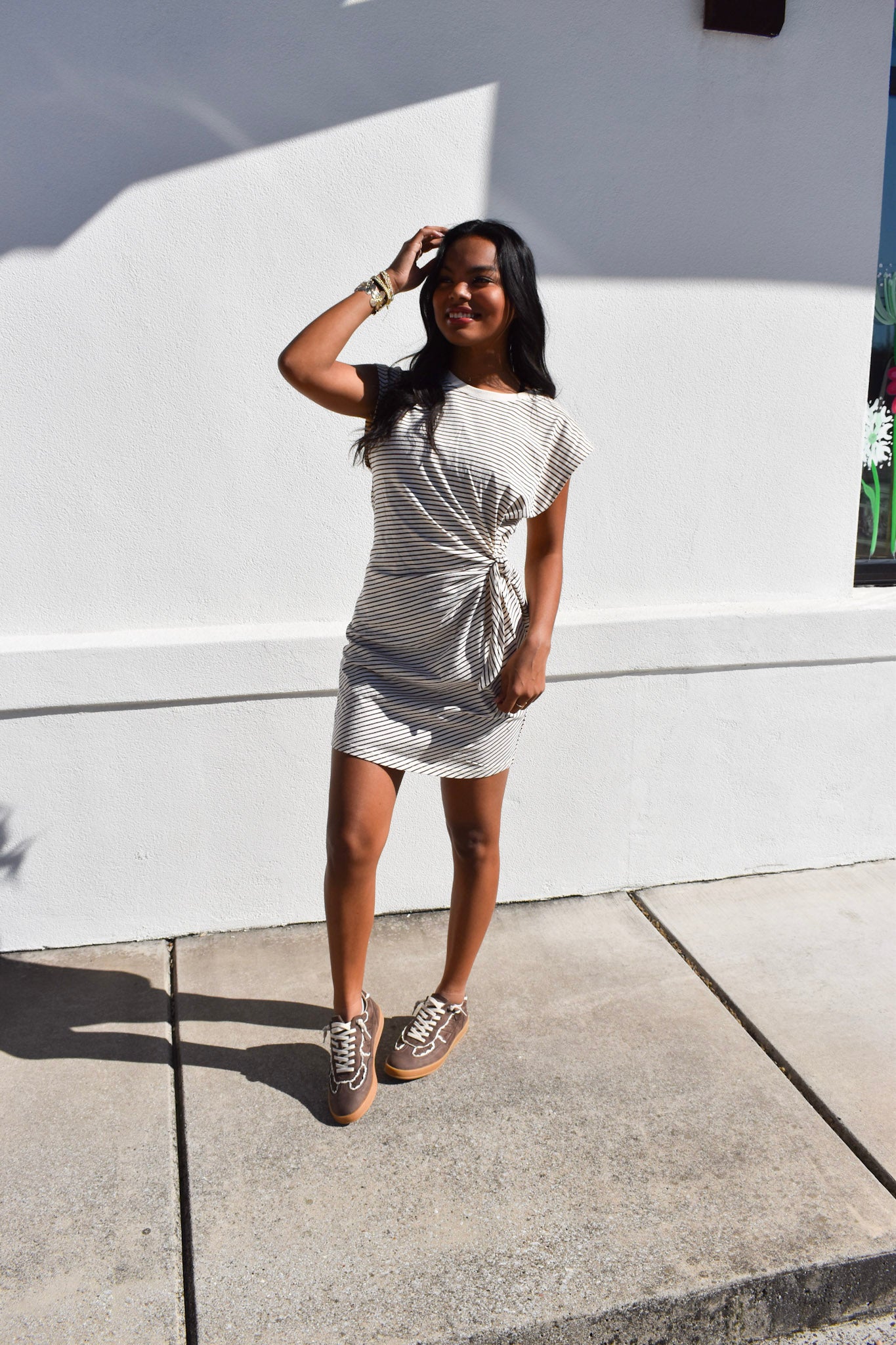 Choco/Cream Sleeveless Mini Dress