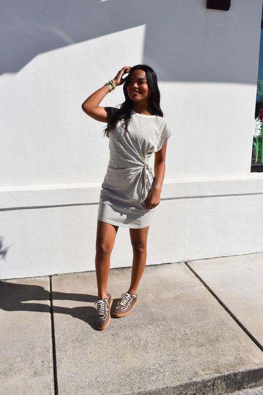 Choco/Cream Sleeveless Mini Dress