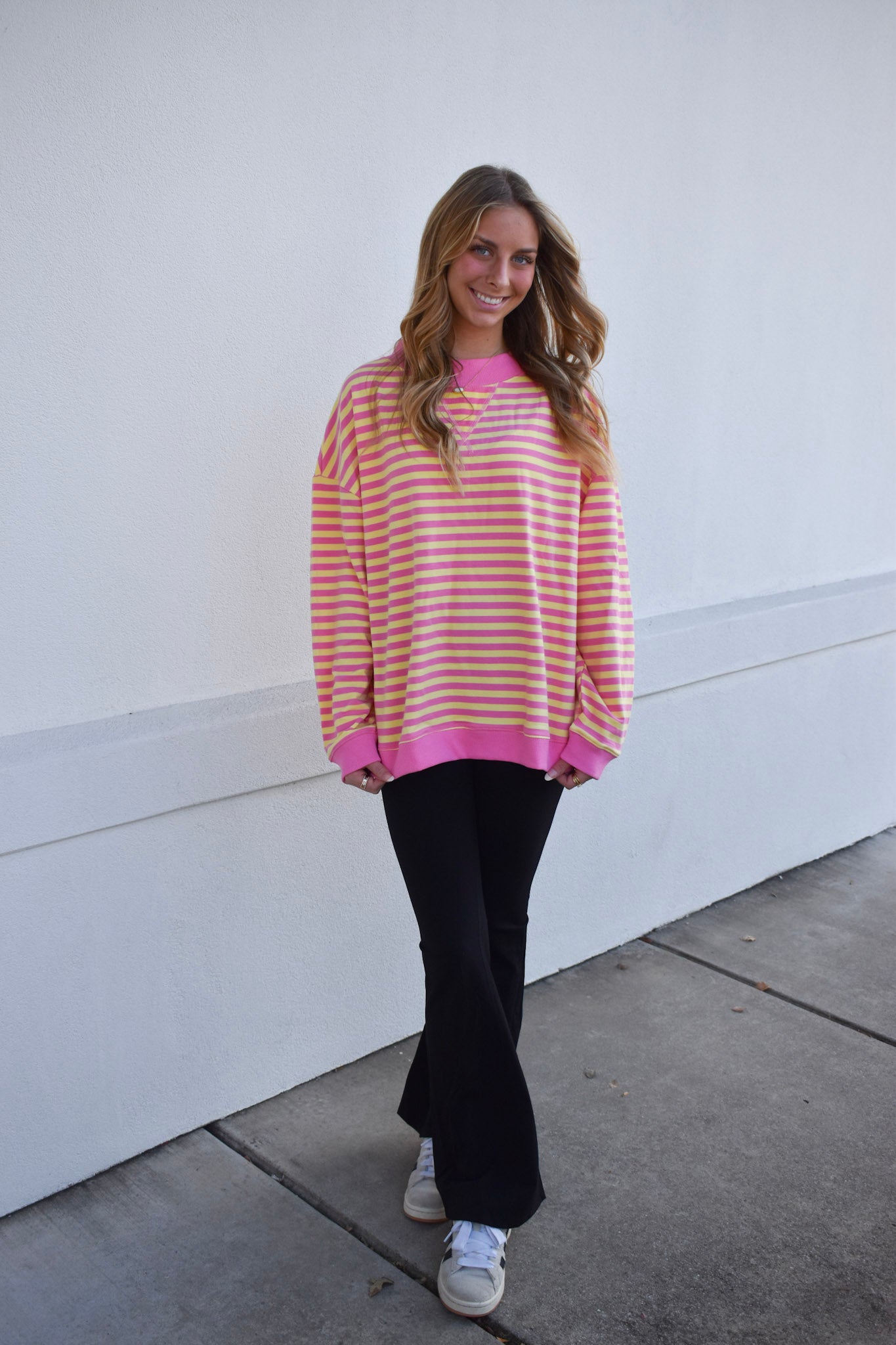 Pink Lemonade Striped Lounge Sweatshirt