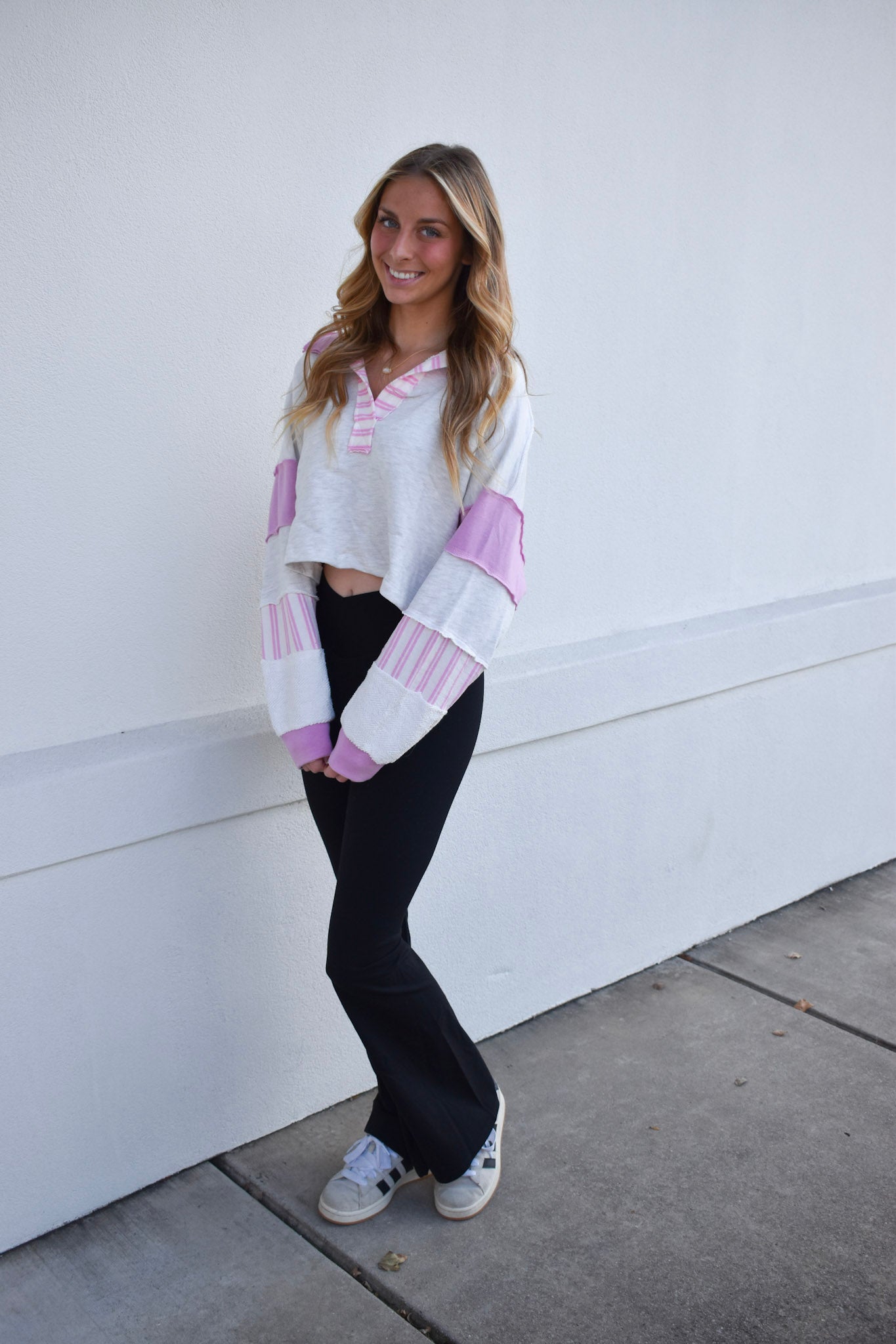 Terry Color Block Crop Top