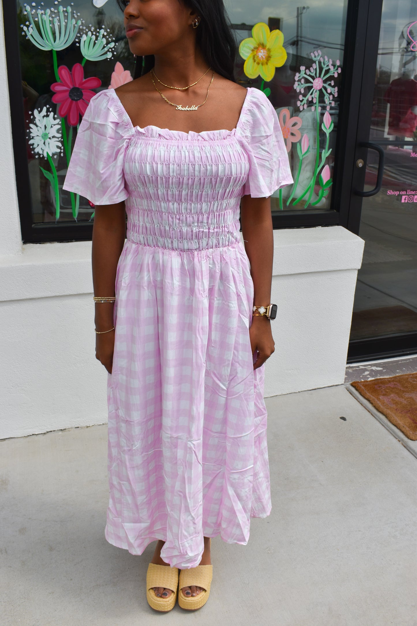 Pretty in Pink Gingham Maxi Dress