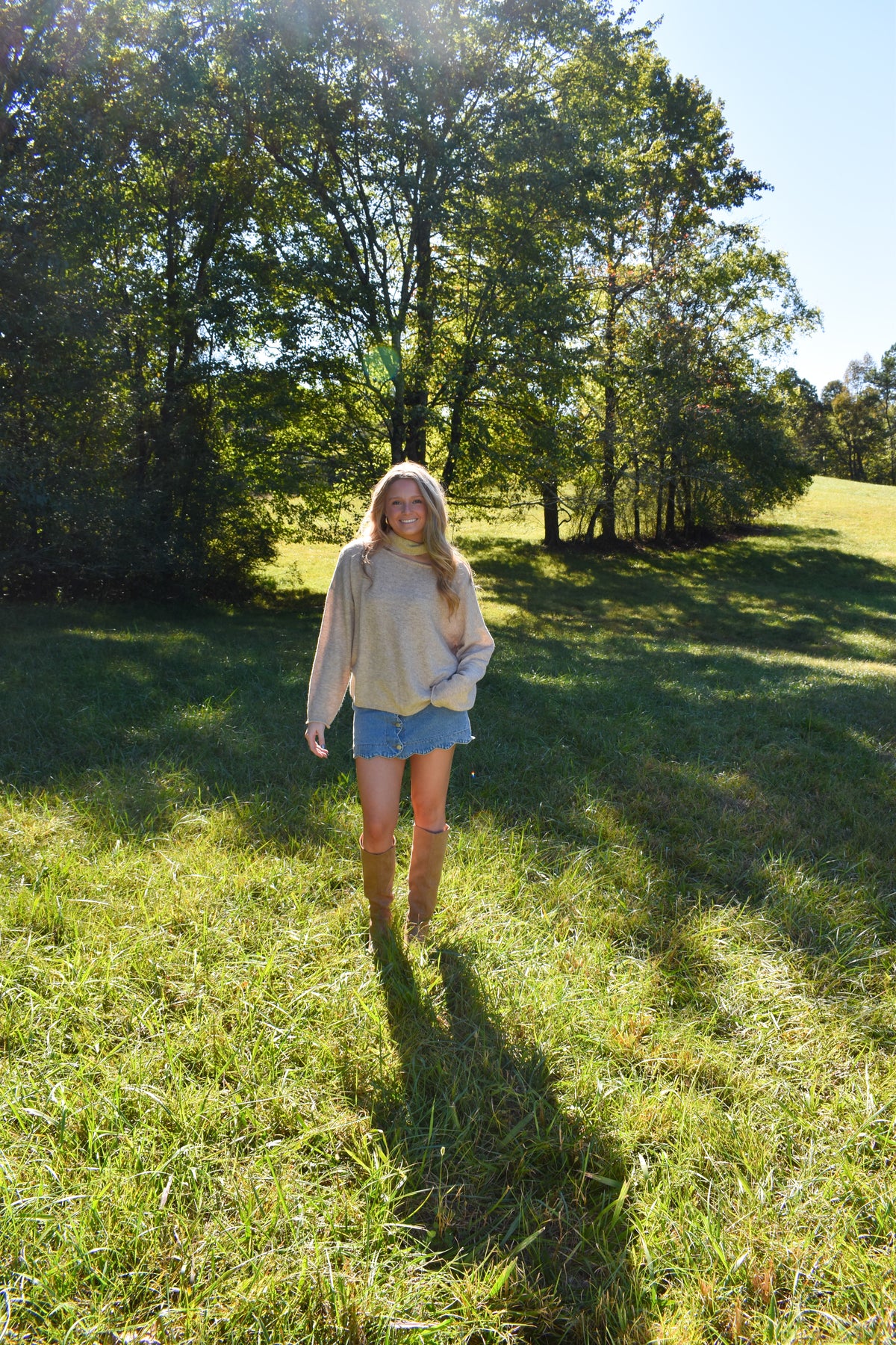 Latte Sweater W/ Neck Scarf