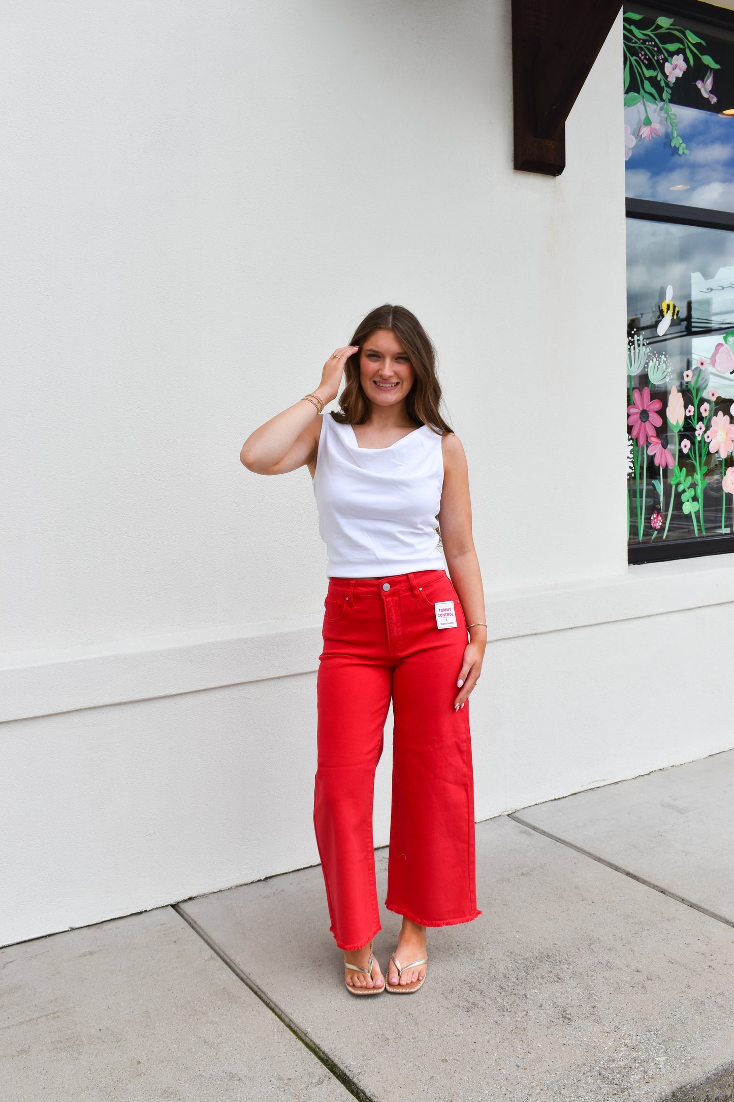 Staple Red High Rise Crop Pants