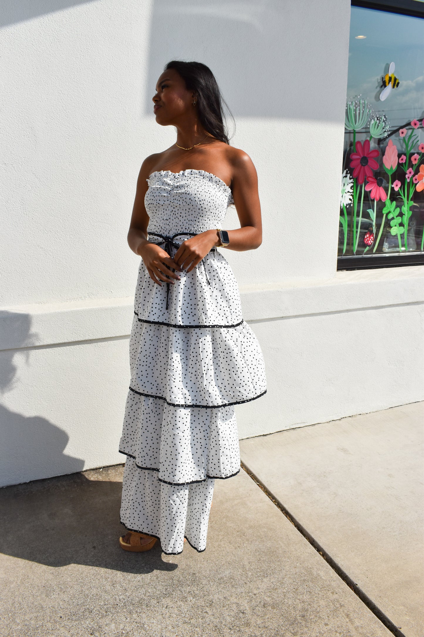 Ellie Polka Dot Strapless Maxi Dress