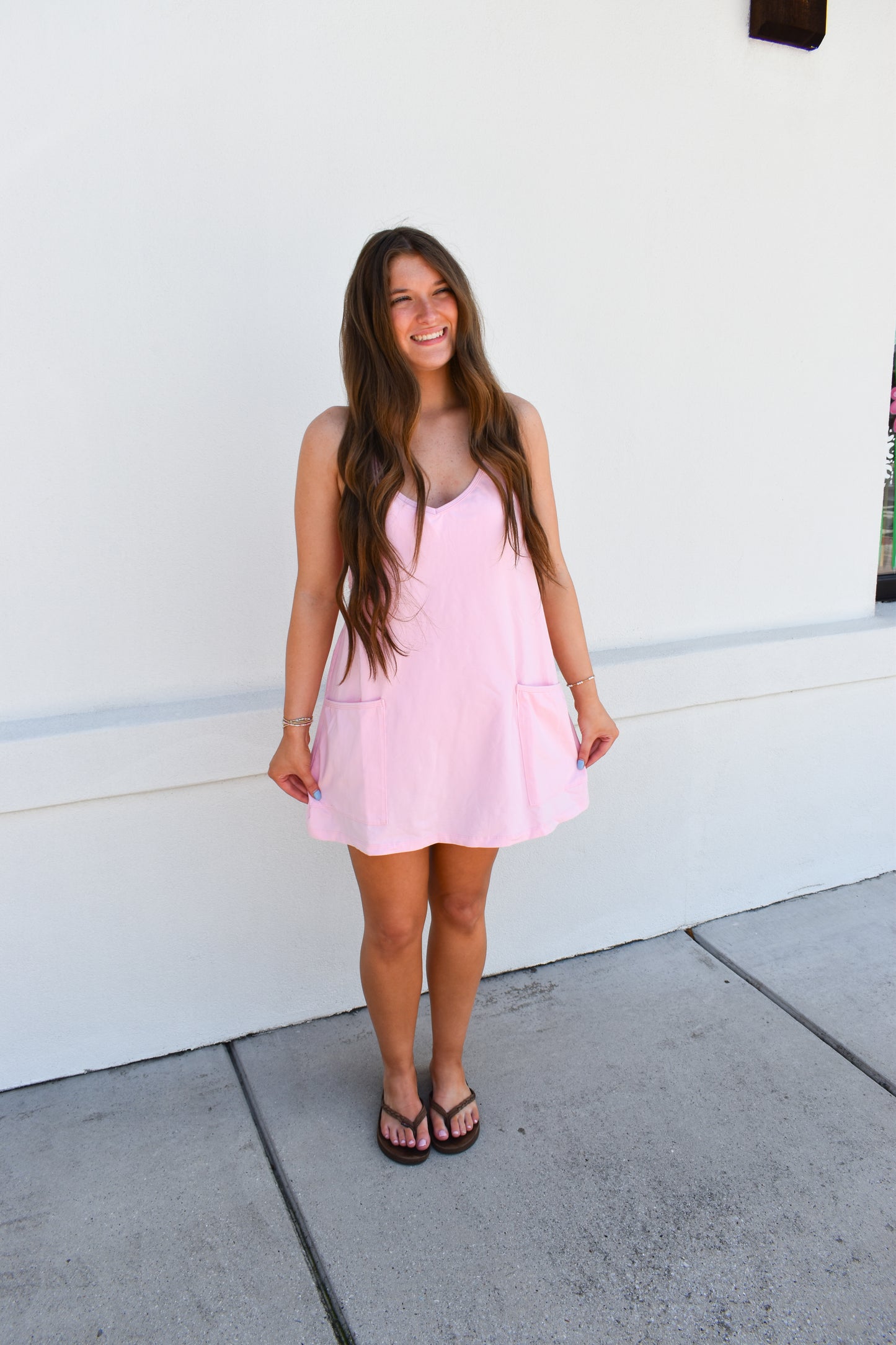 Mini Dress W/ Built in Romper Lining: Pink
