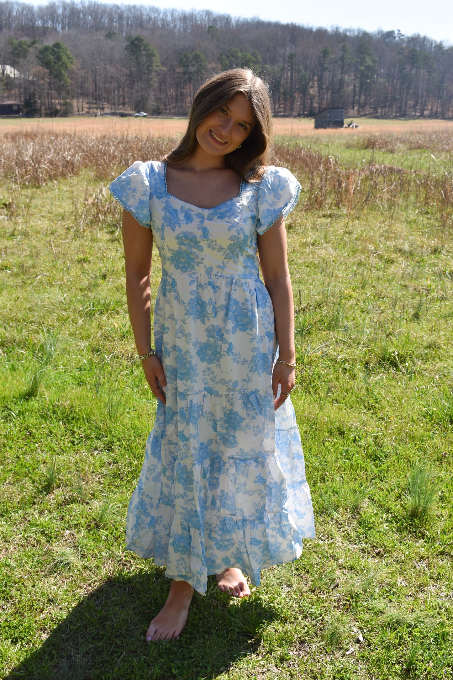 Baby Blue Floral Maxi Dress