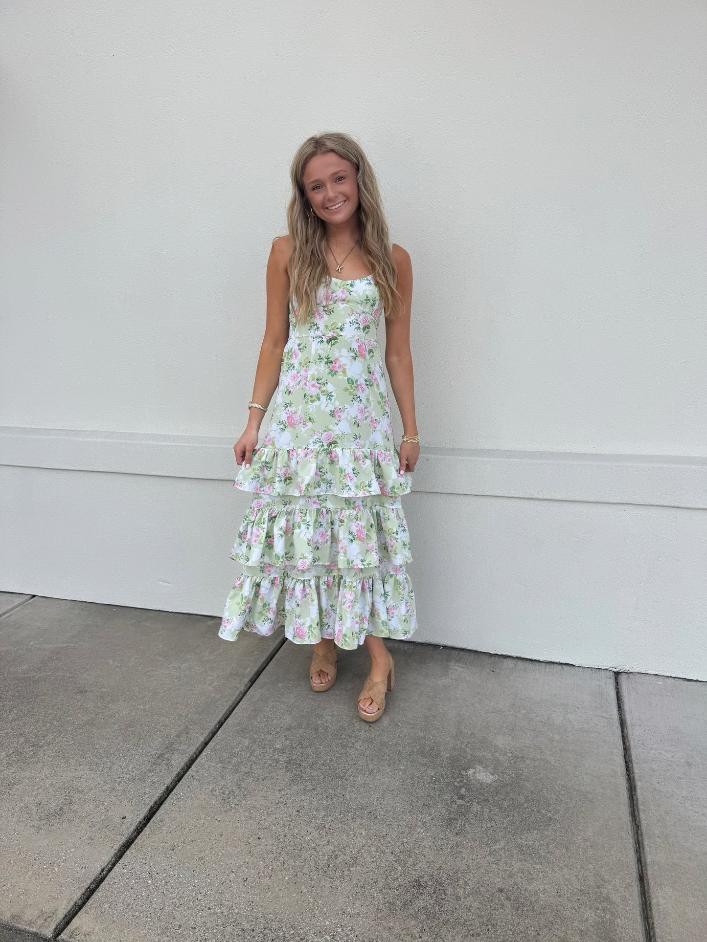 Lily Pad Ruffle Midi Dress