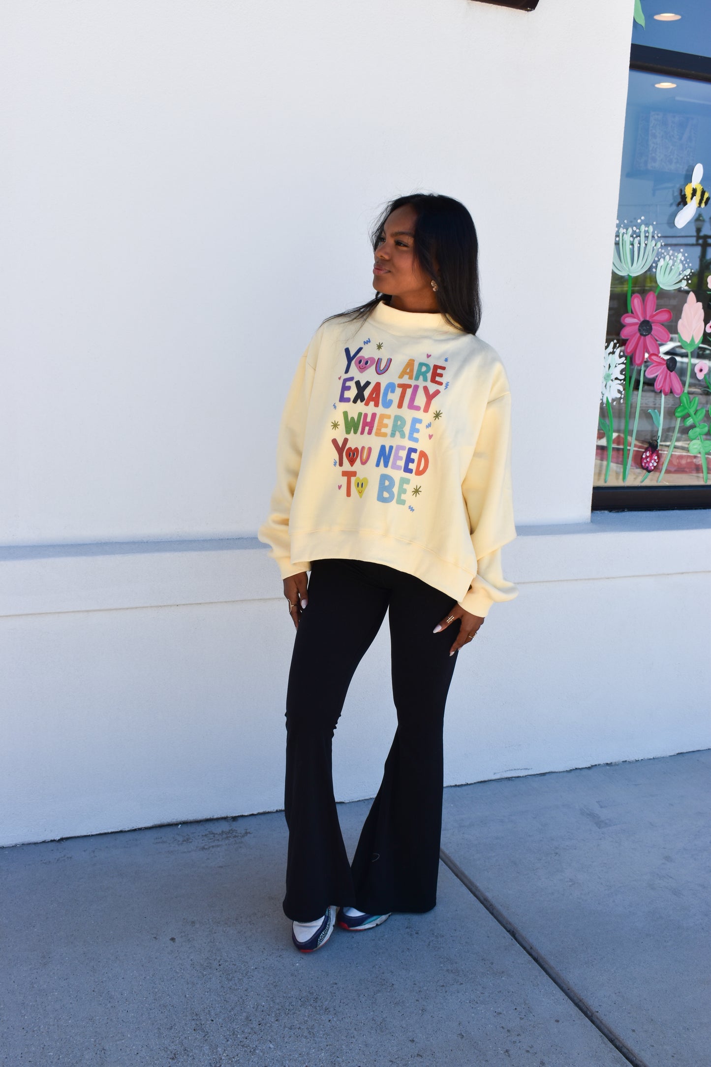 "Life is Good' Reversible Crop Mockneck