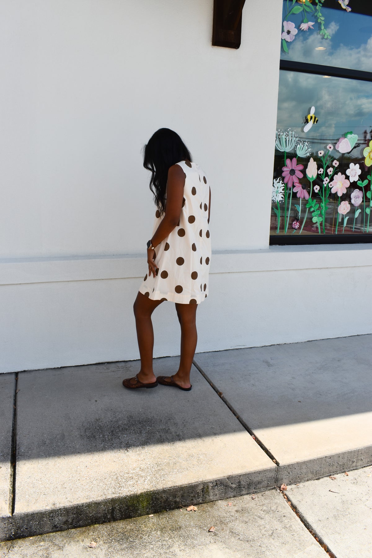 Polka Dot Sleeveless Mini Dress W/ Bow Detail