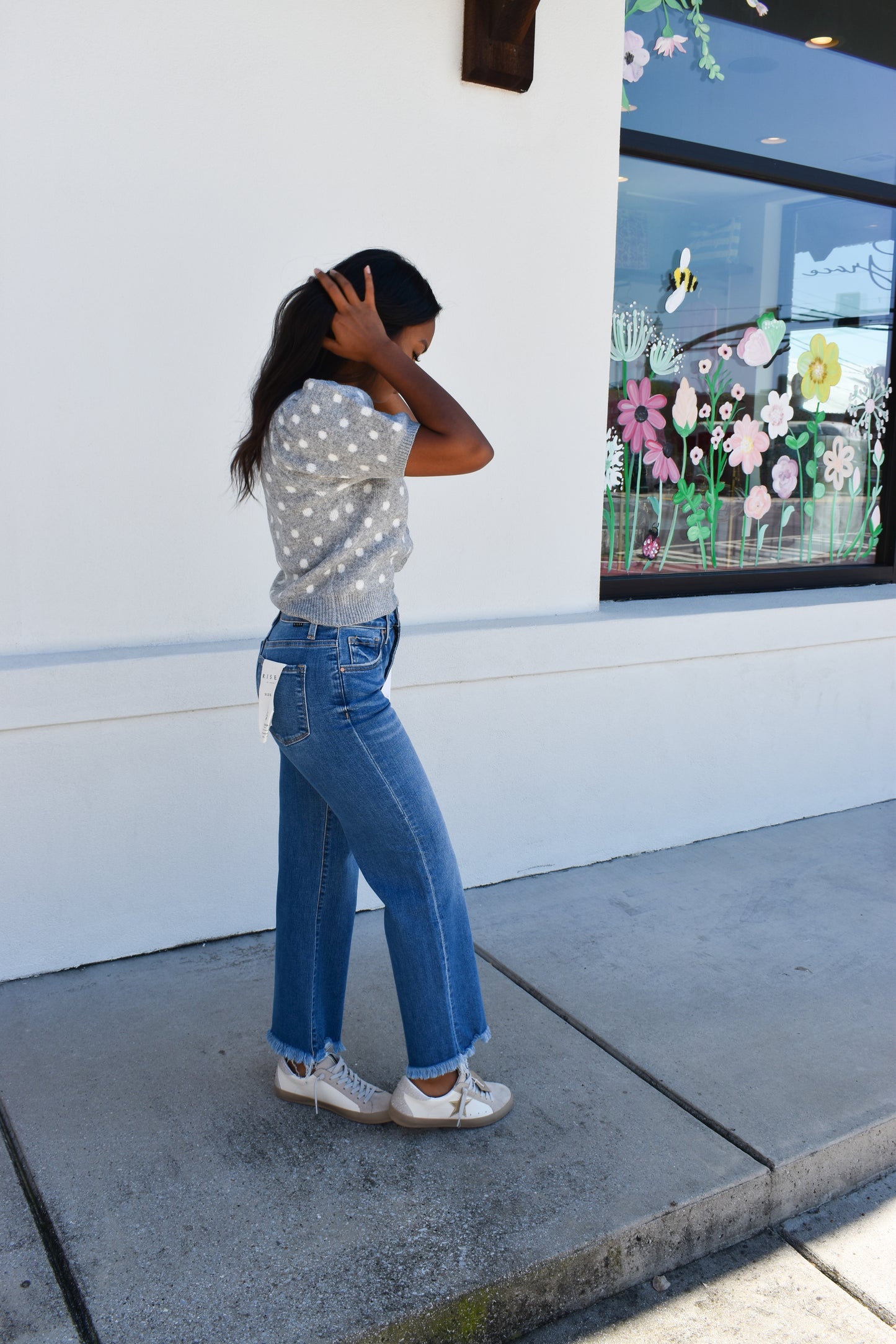 Puff Short Sleeve Polka Dot Top