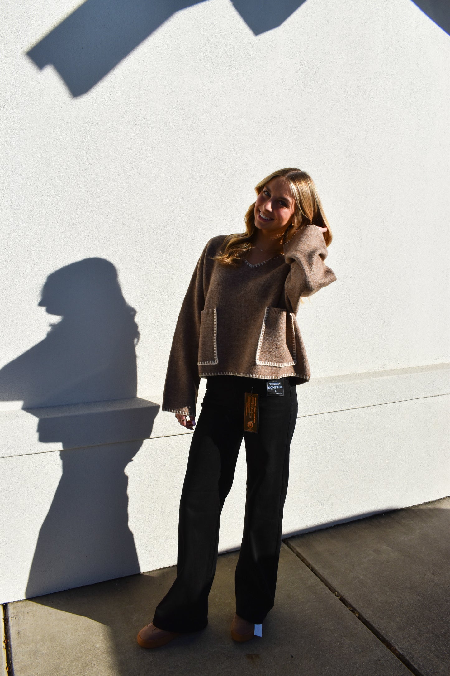 Risen High Rise Wide Leg: Black