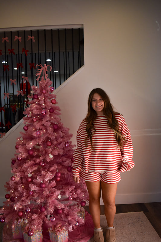 Lounge Stripe Top: Red