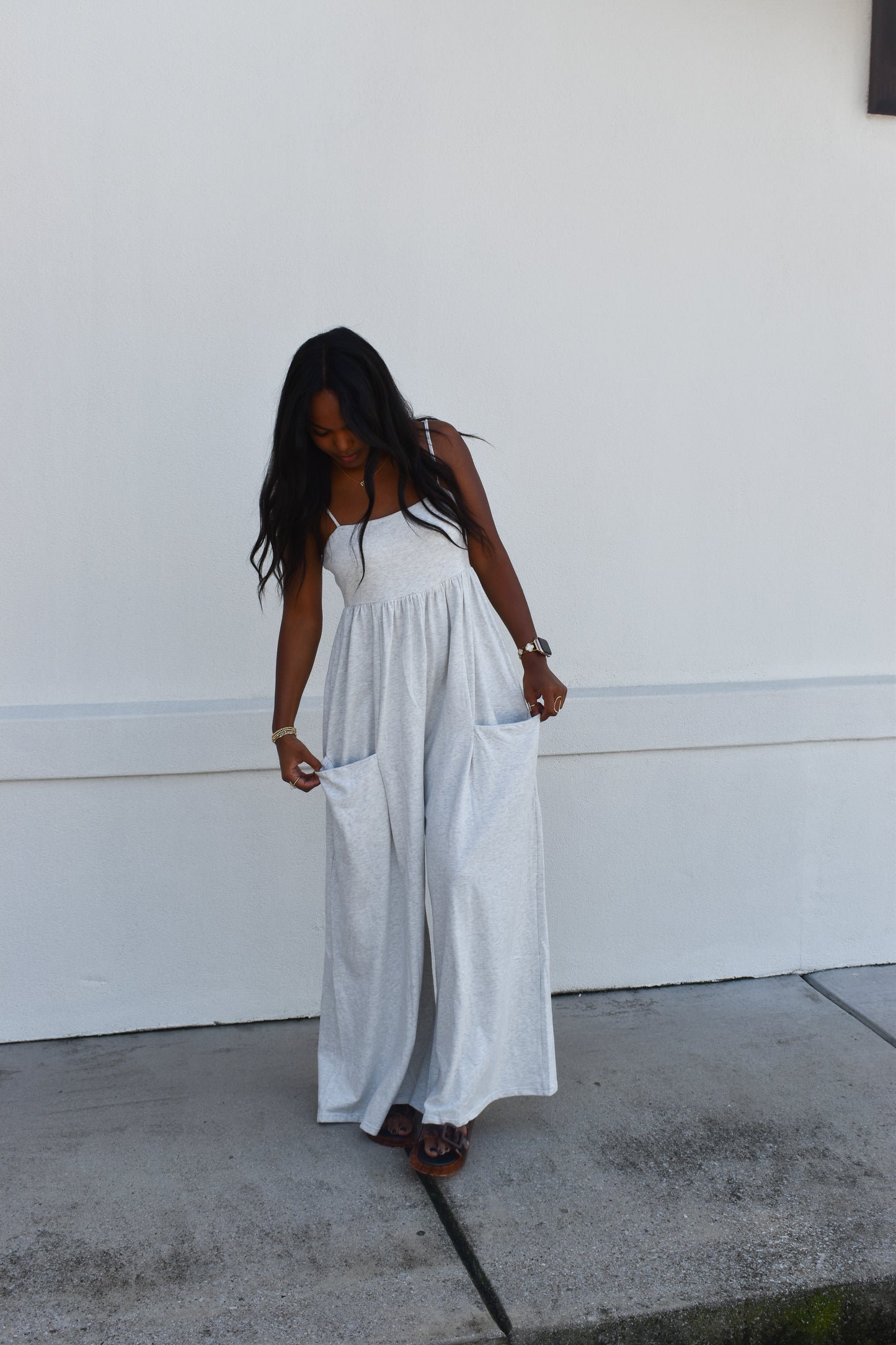 Strappy Empire Waist Wide Leg Jumpsuit