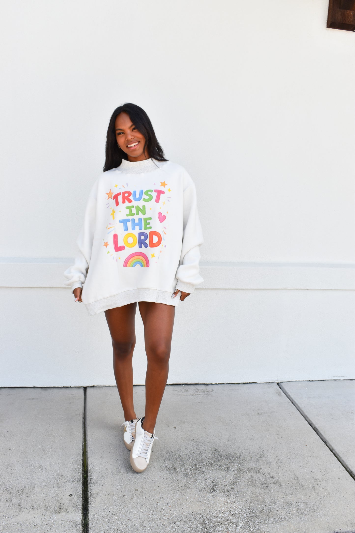 'OPEN DOORS' GRAPHIC Reversible Mockneck