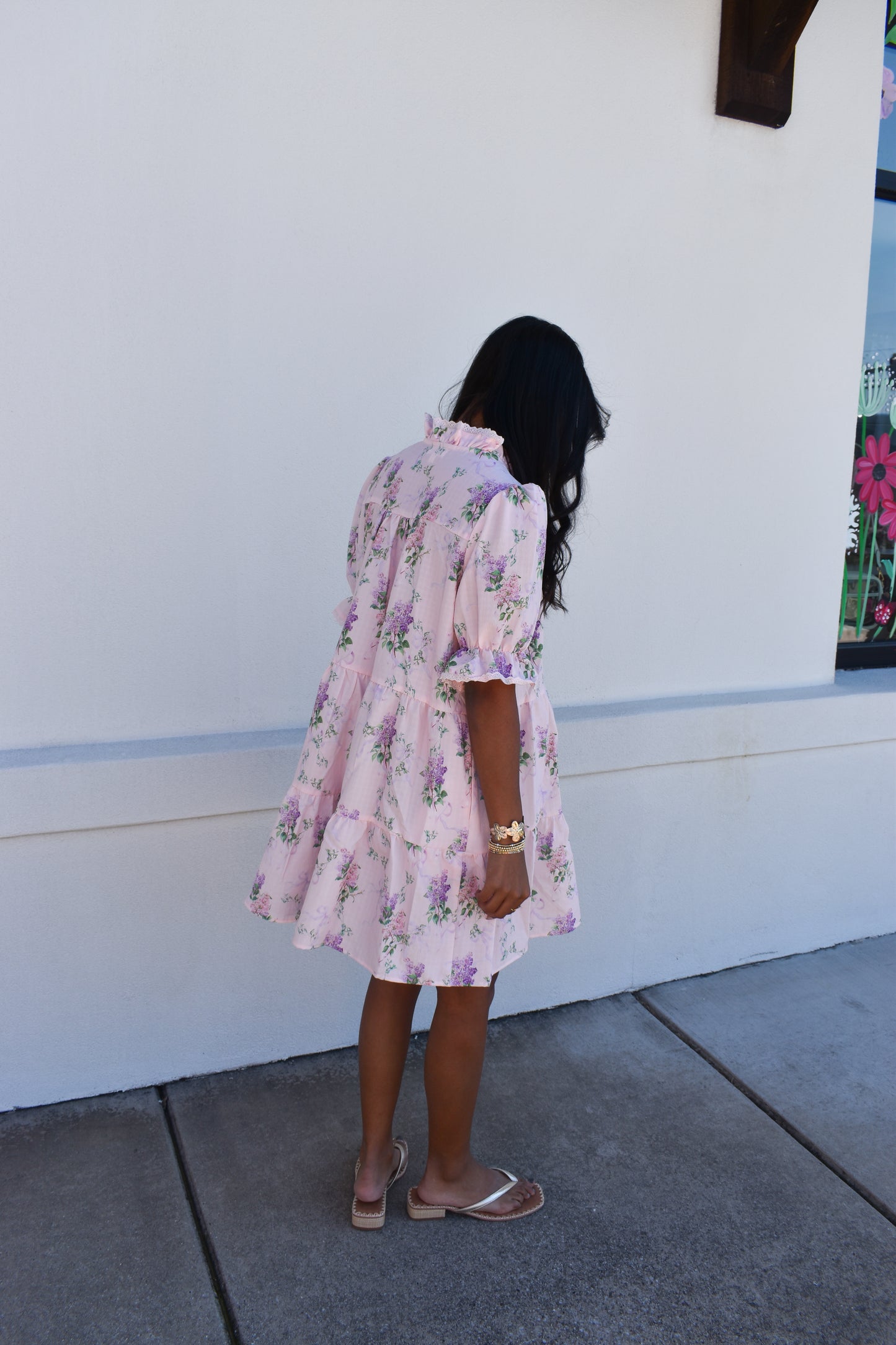 Pink Floral Ruffle Baby Doll Dress