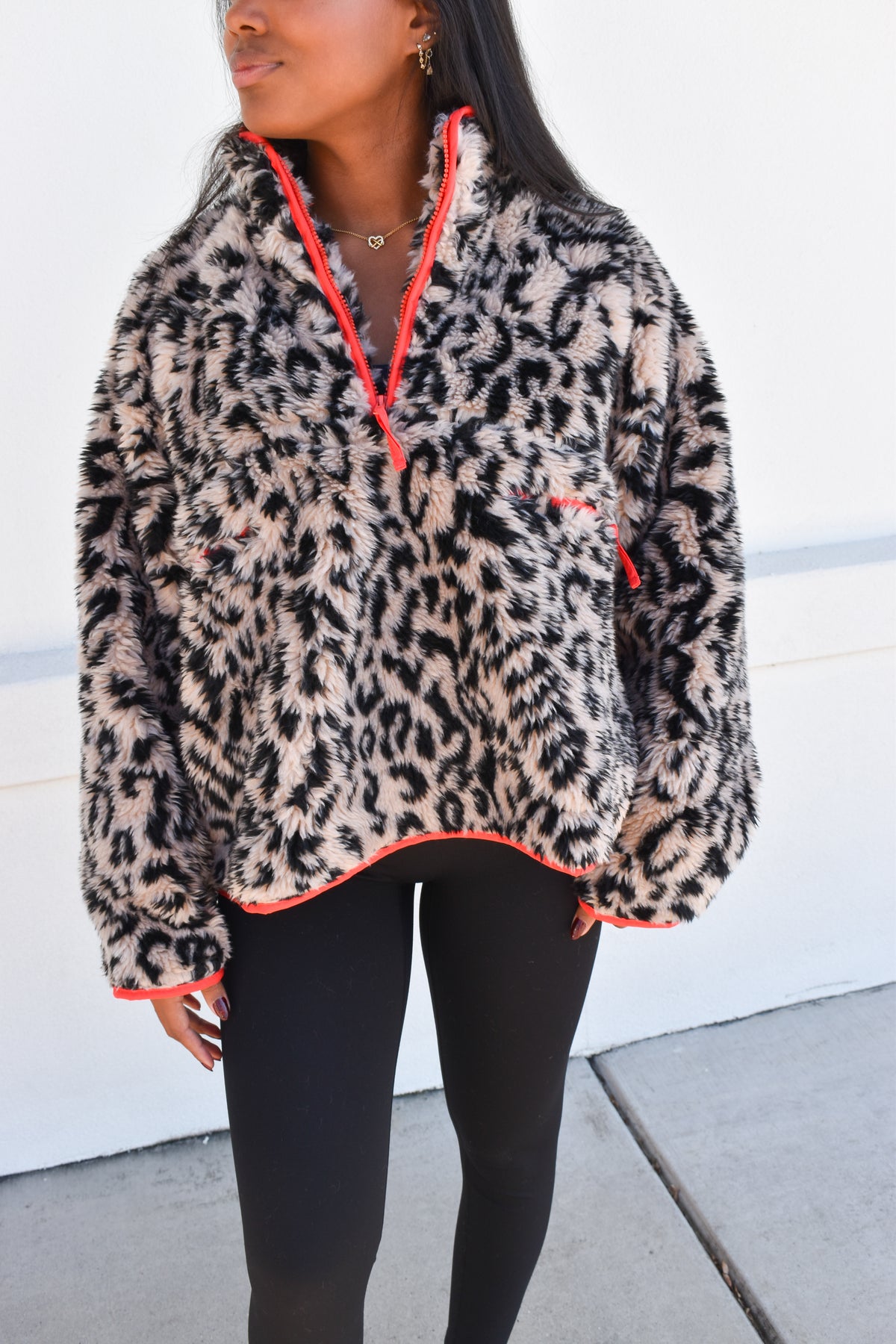 *12/30 PREORDER* Leopard Half Zip Front Pullover Jacket