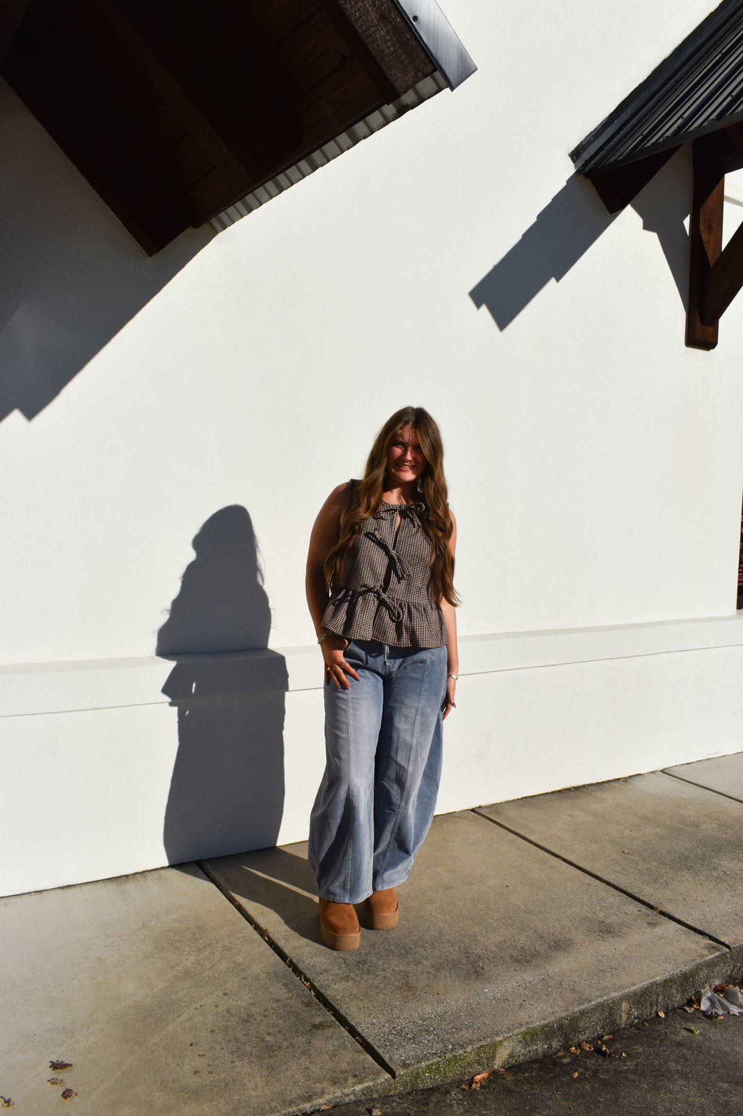 Maple Checkered Top W/ Tie Bows