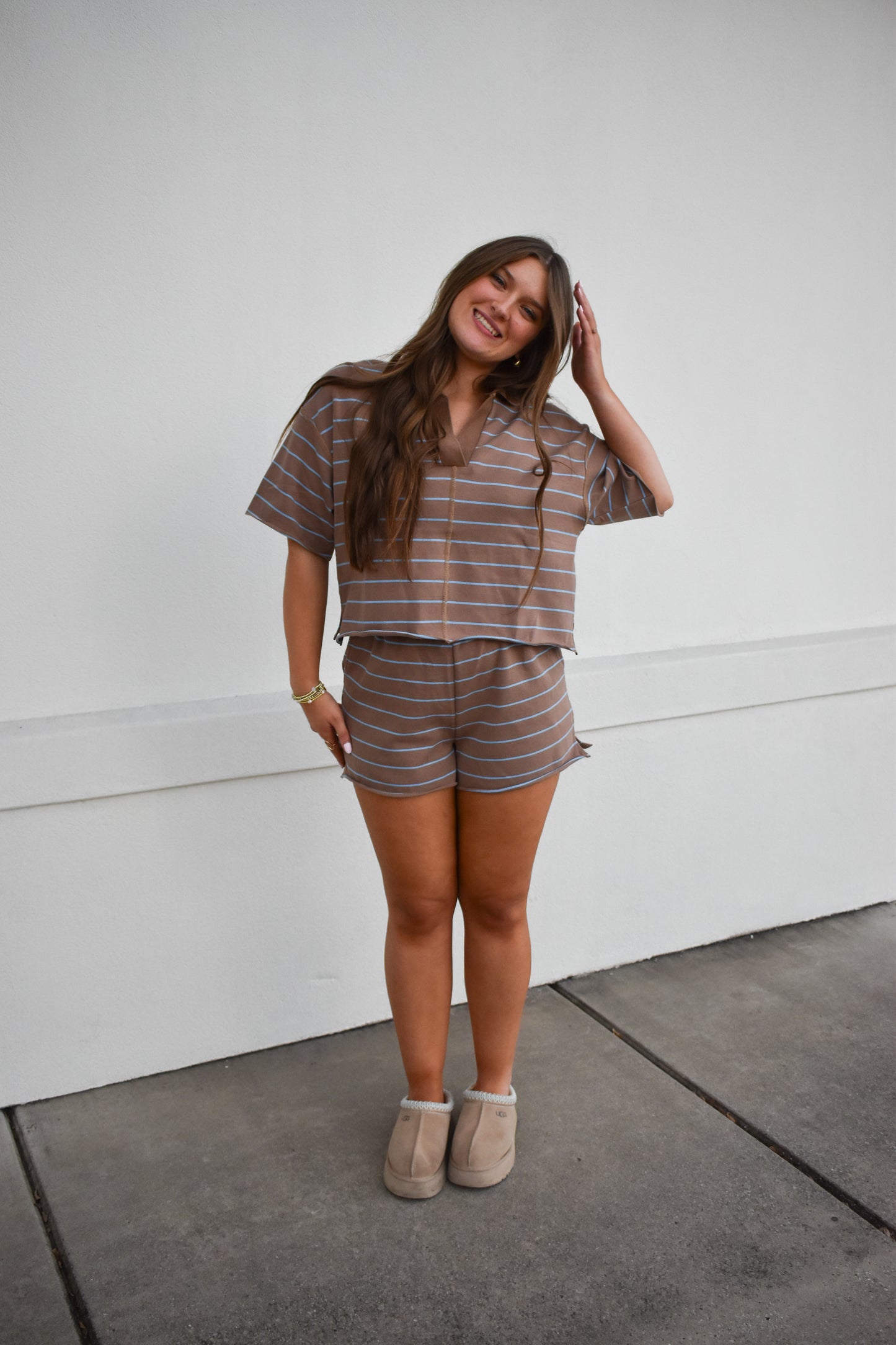Striped Knit Shorts & Top Set