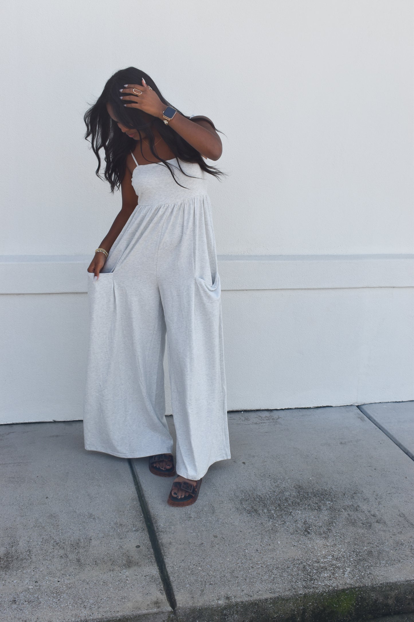 Strappy Empire Waist Wide Leg Jumpsuit
