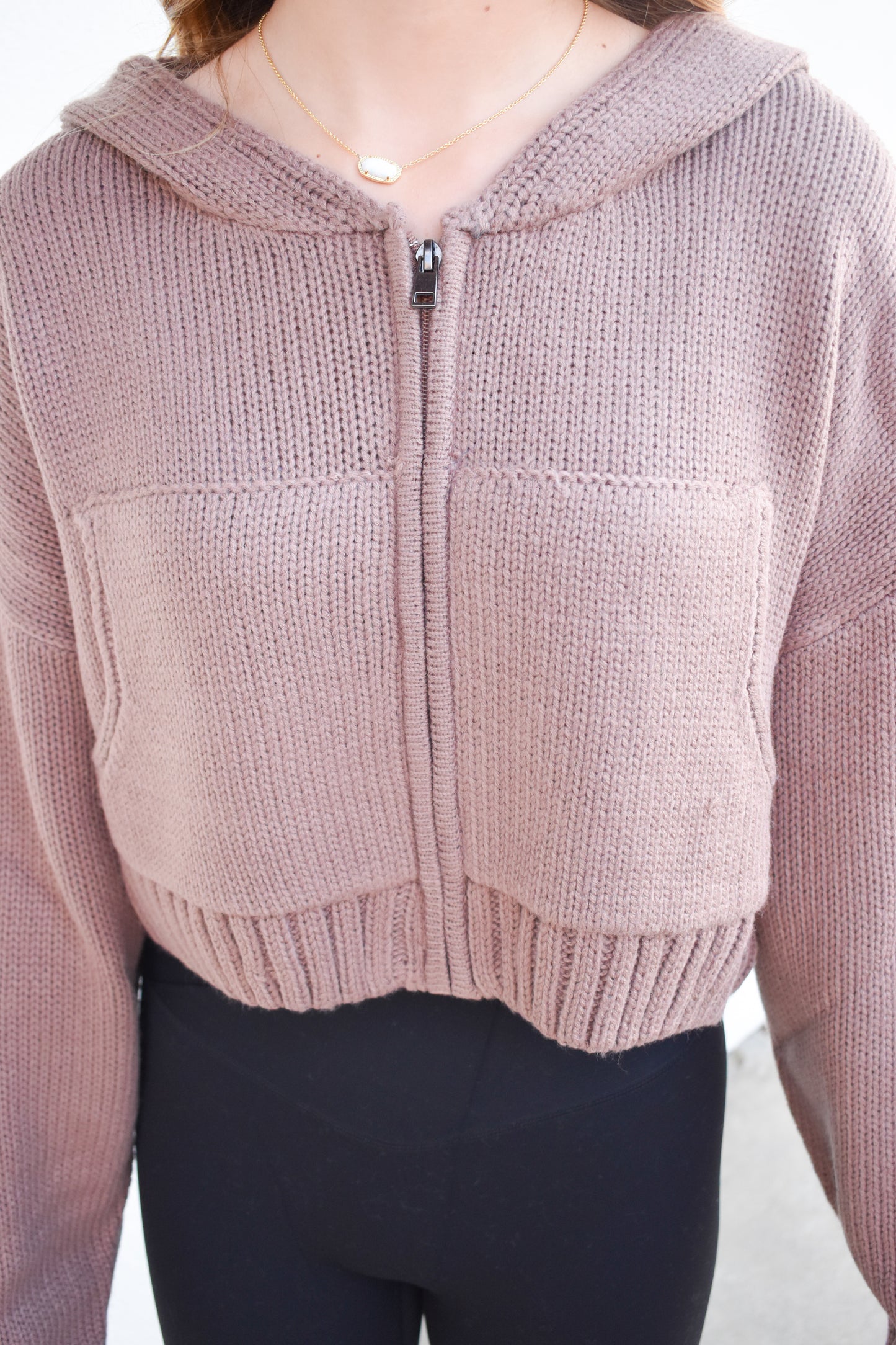 Knit Zip Up Hoodie Sweater