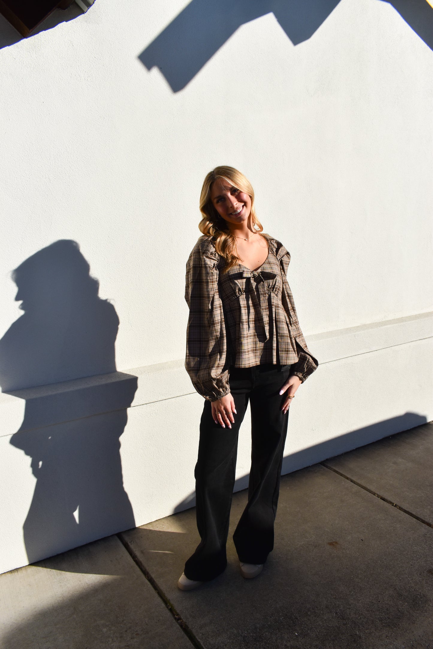 Preppy Twist Plaid Blouse