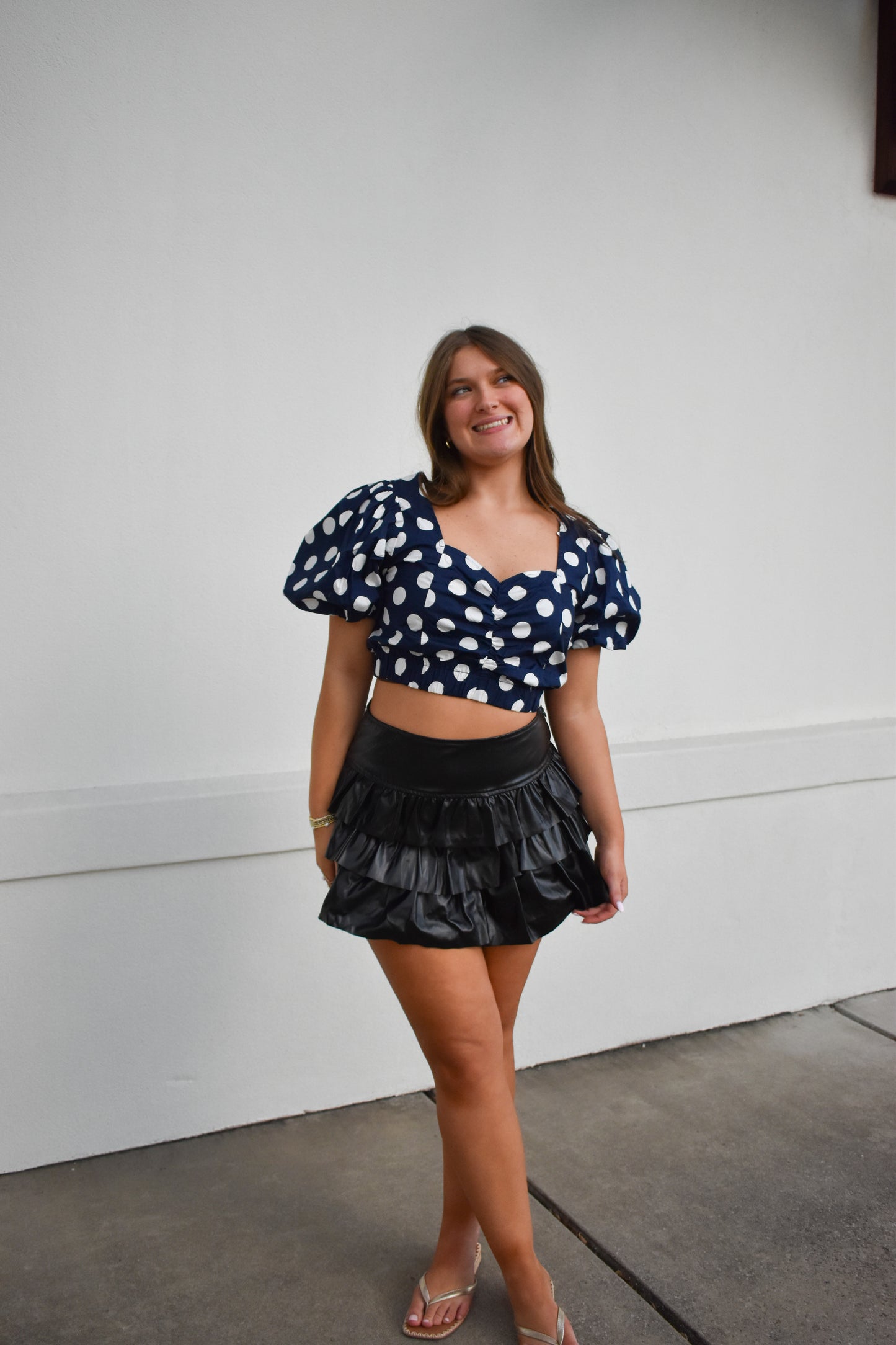 Cropped Polka Dot Bubble Top