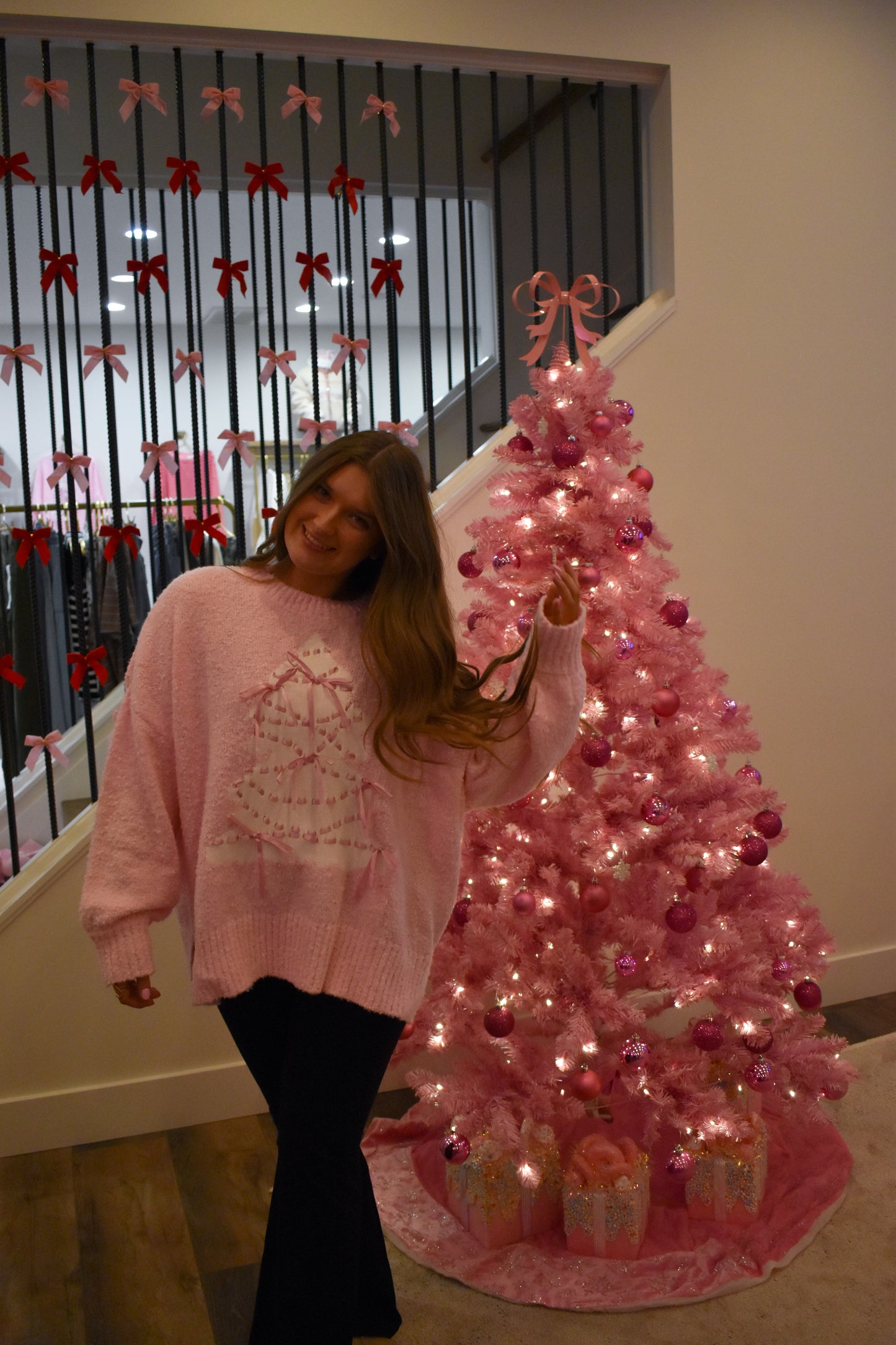 Christmas Tree W/ Satin Bow Sweater