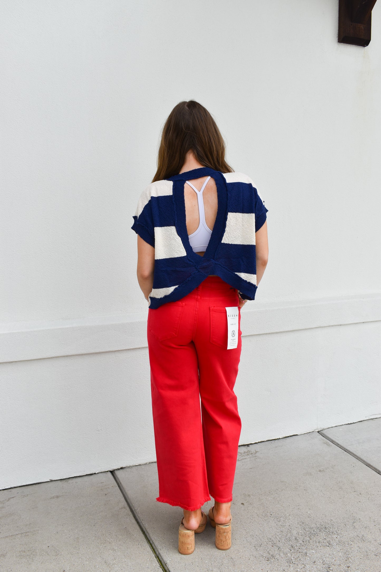 Open Back Stripe Sweater