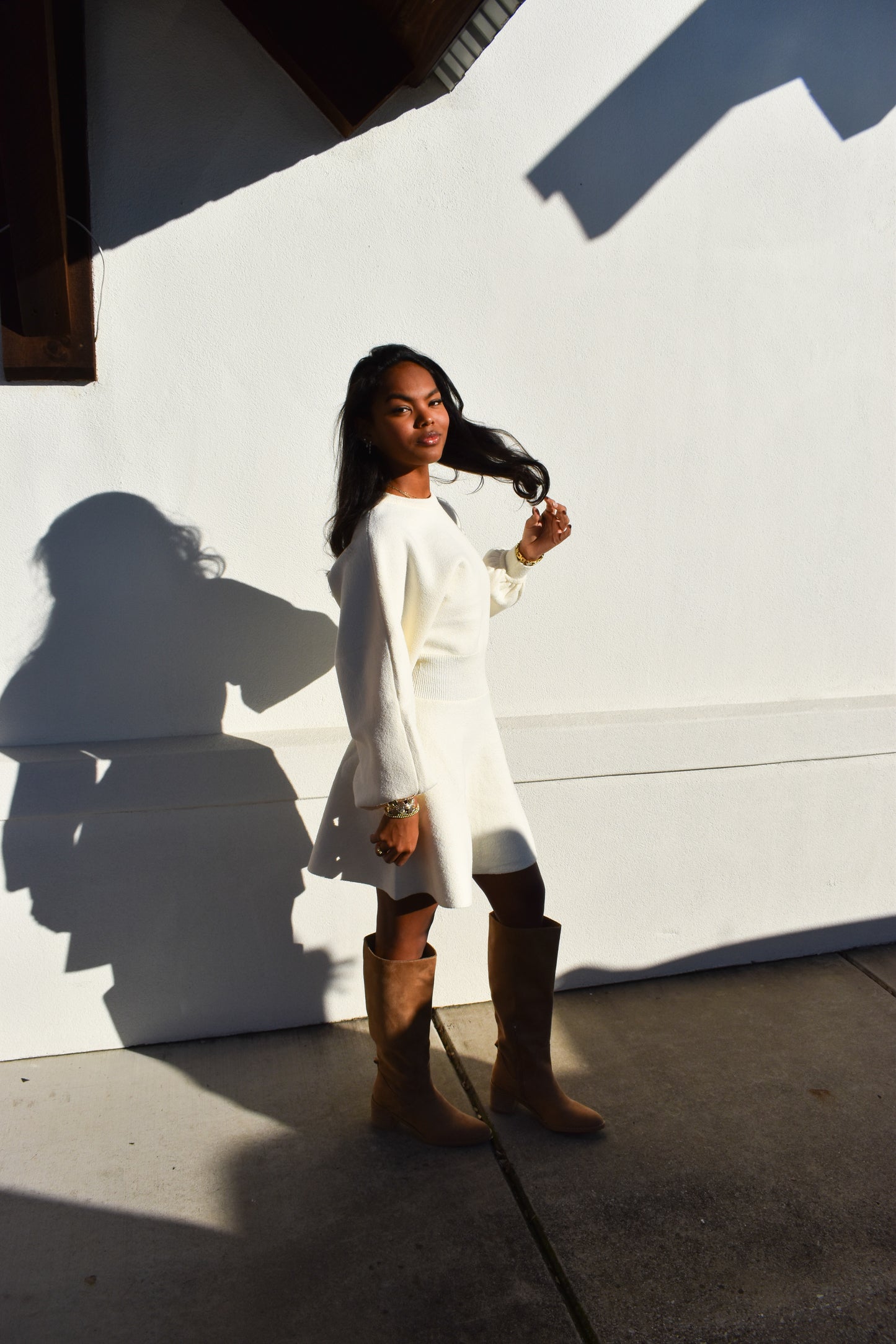 Ballon Sleeve Sweater Dress