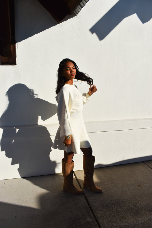 Ballon Sleeve Sweater Dress