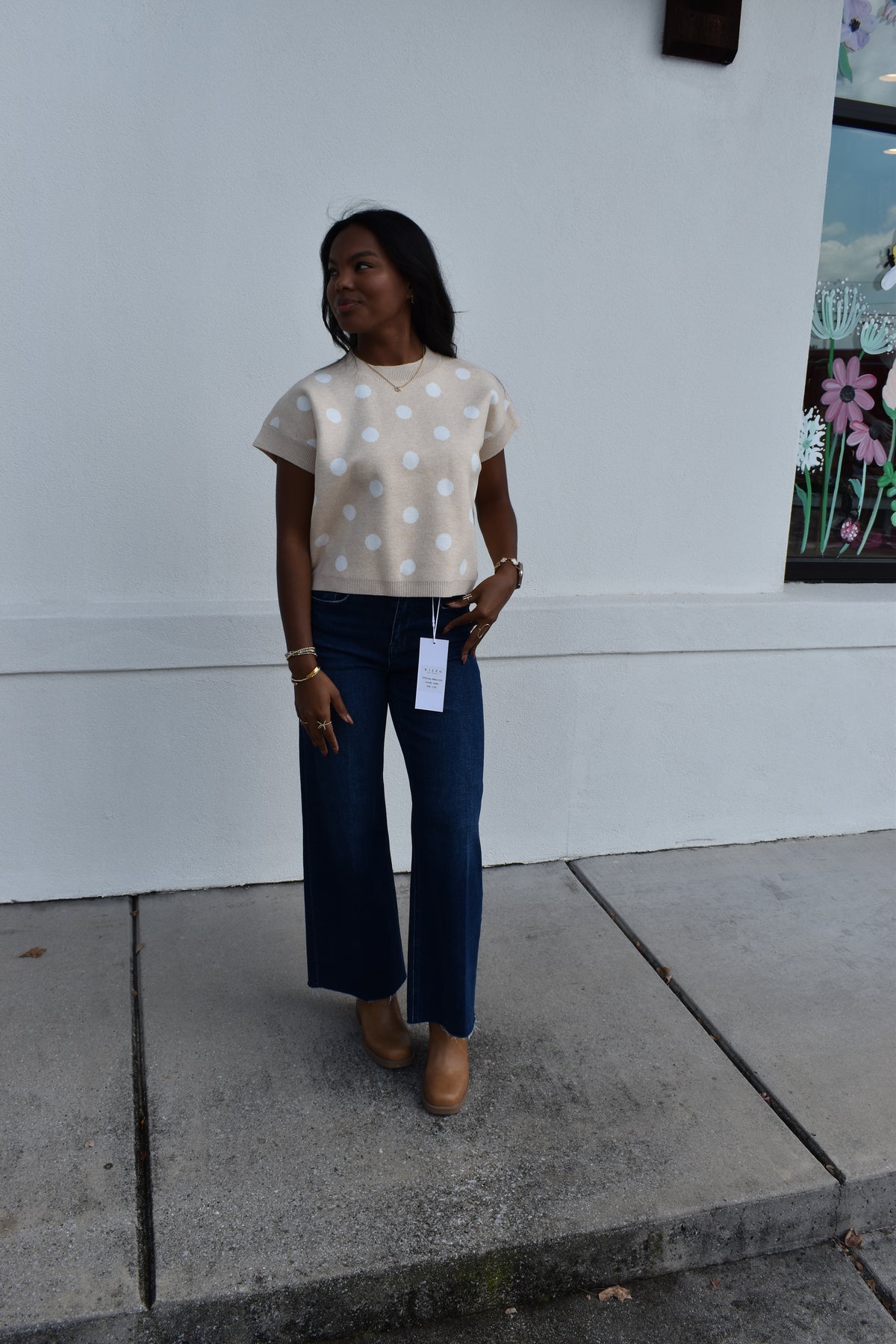 Polka Dot Knit Sleeveless Top