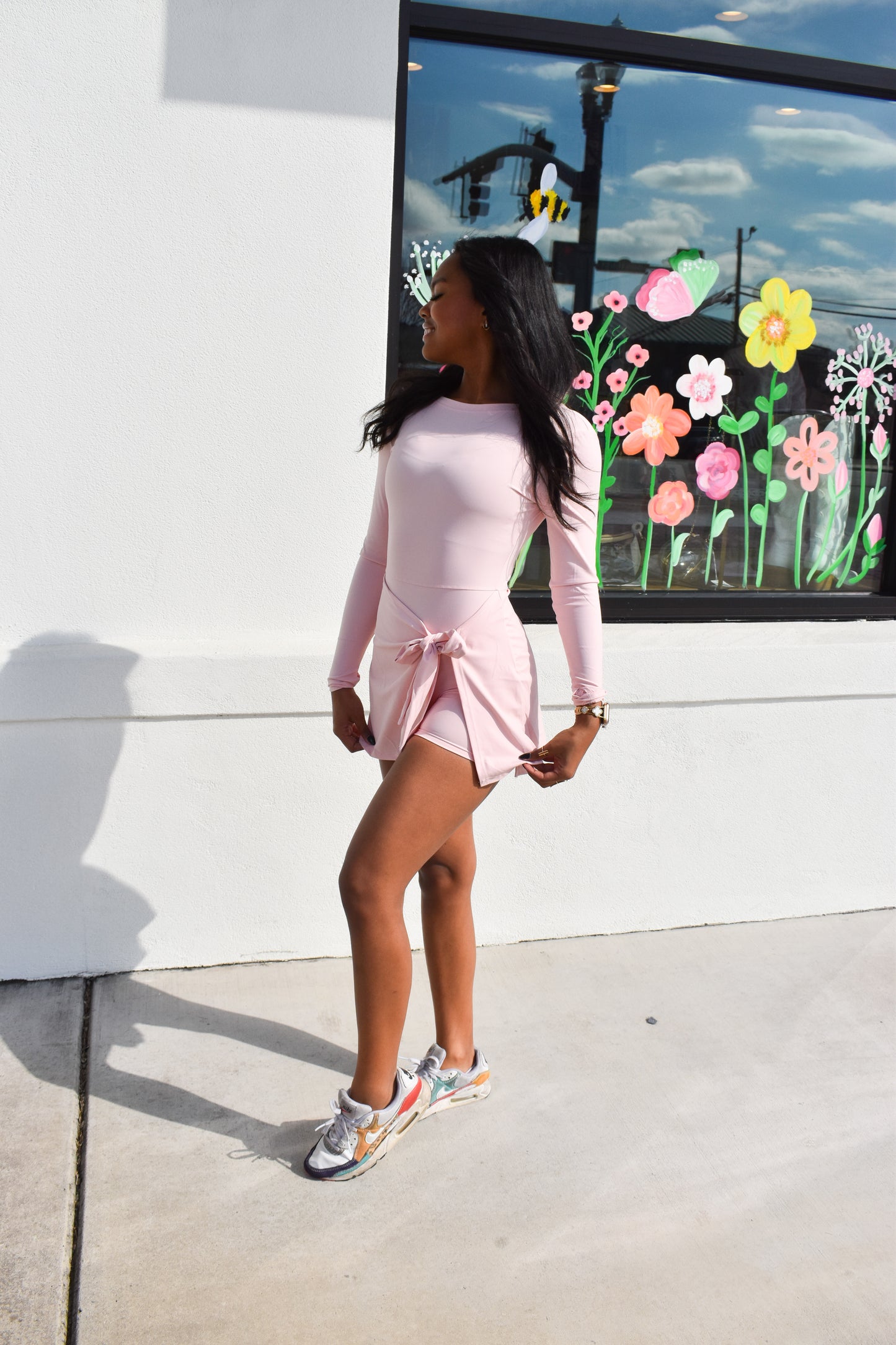 Long Sleeve Wrap Tie Front Dress