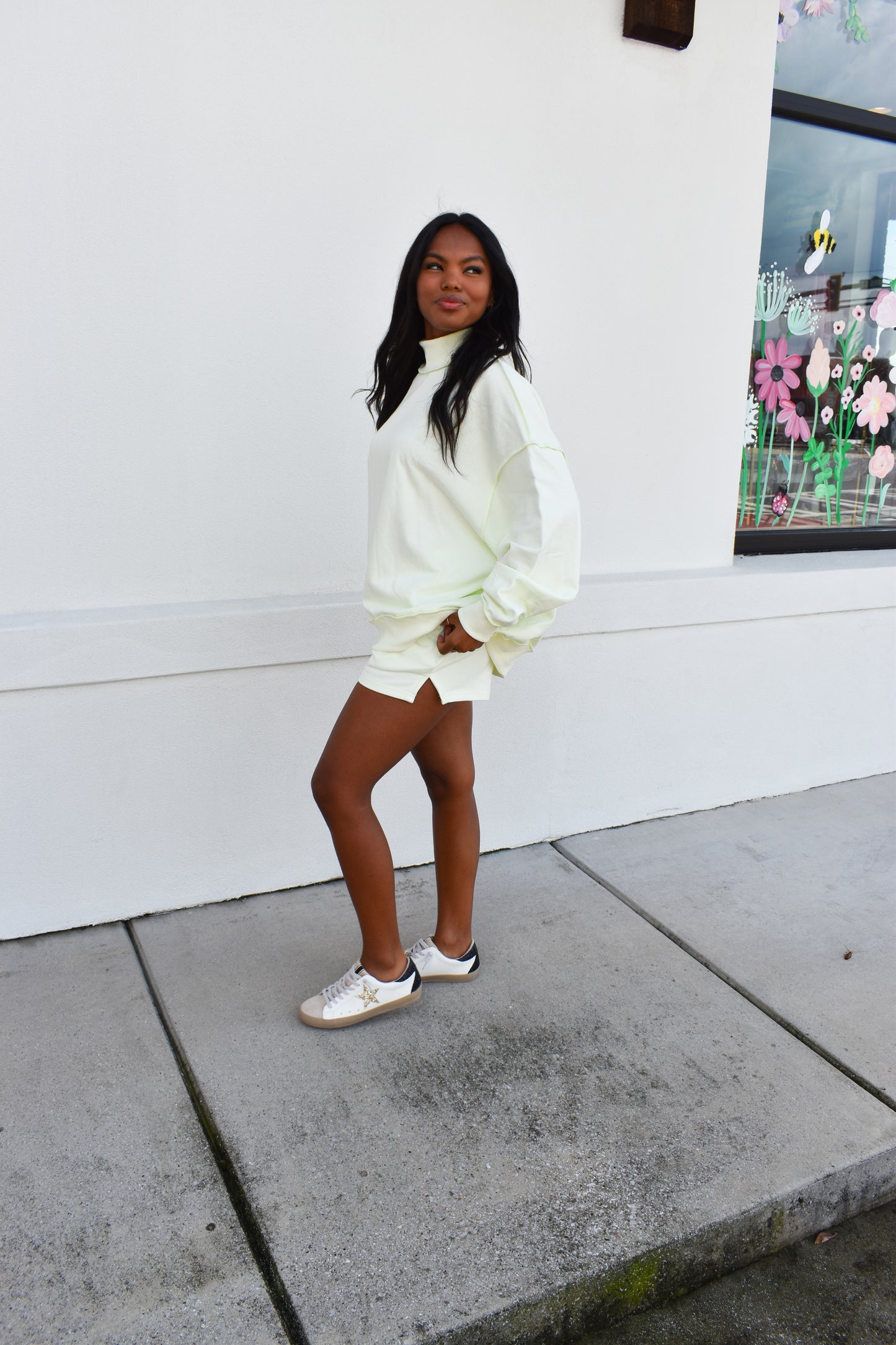 Soft Knit Drop Shoulder Mock Neck