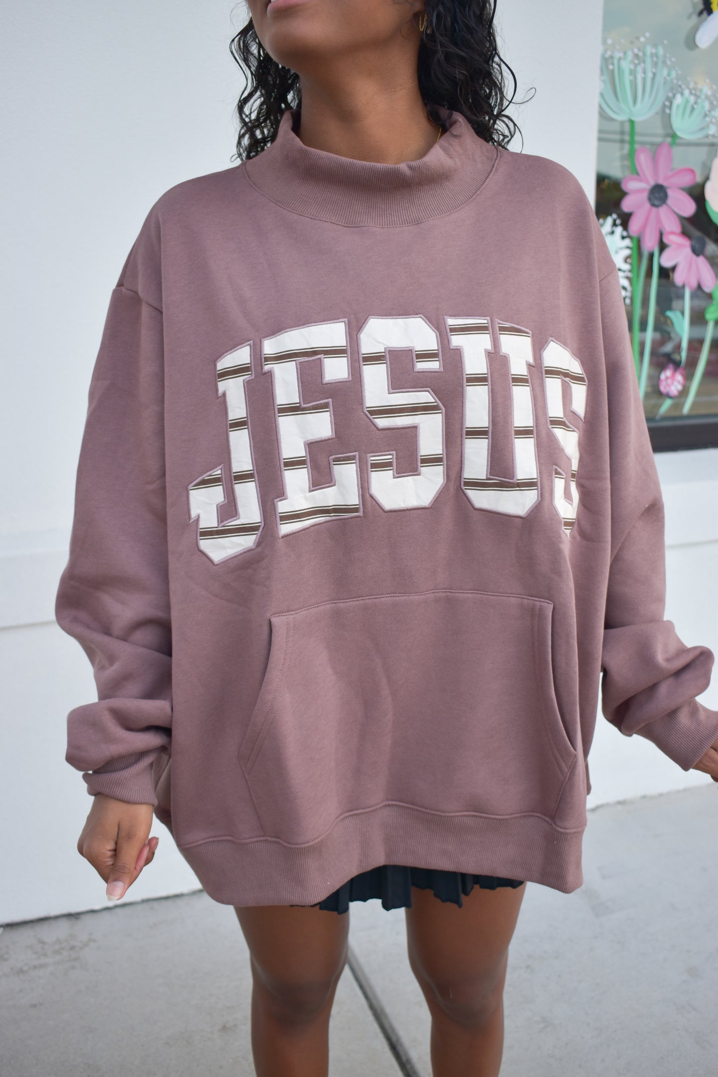 JESUS Oversized MockNeck Sweatshirt