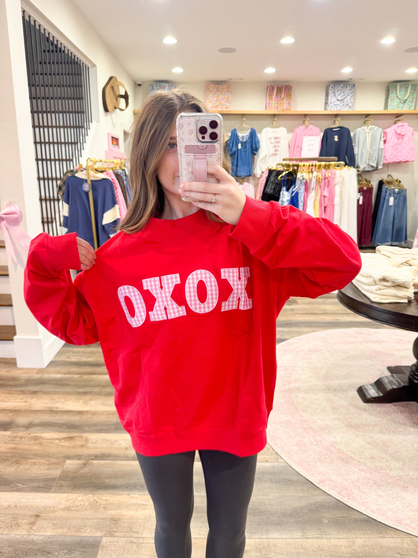 XOXO Gingham Mockneck