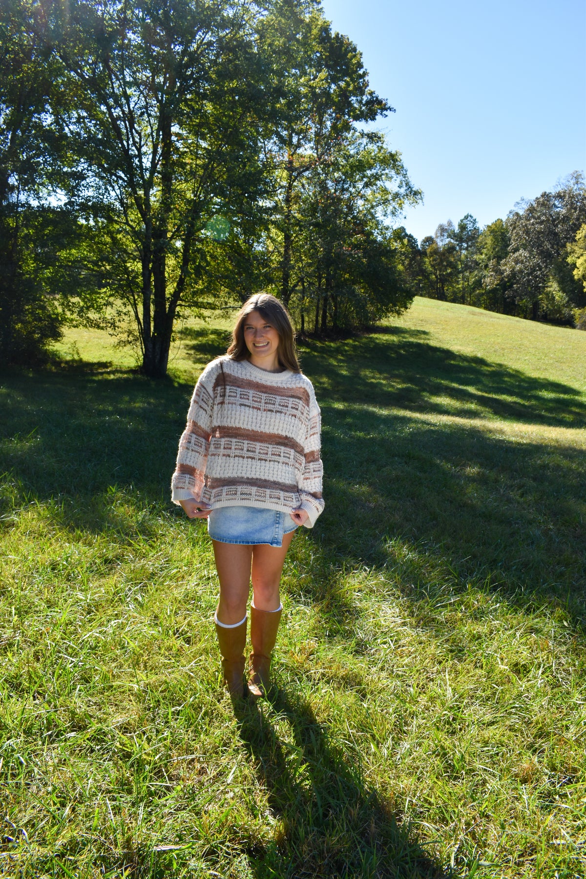 Vintage Soft Check Pattern Chunky Knit Sweater