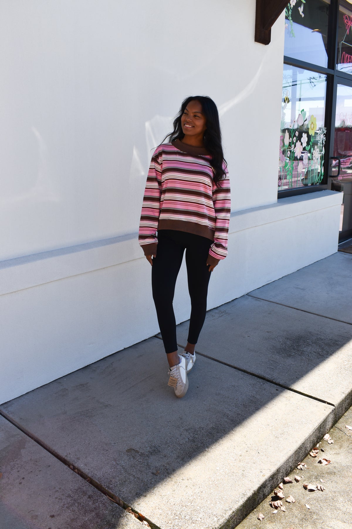 Striped Mockneck: Pink/Brown