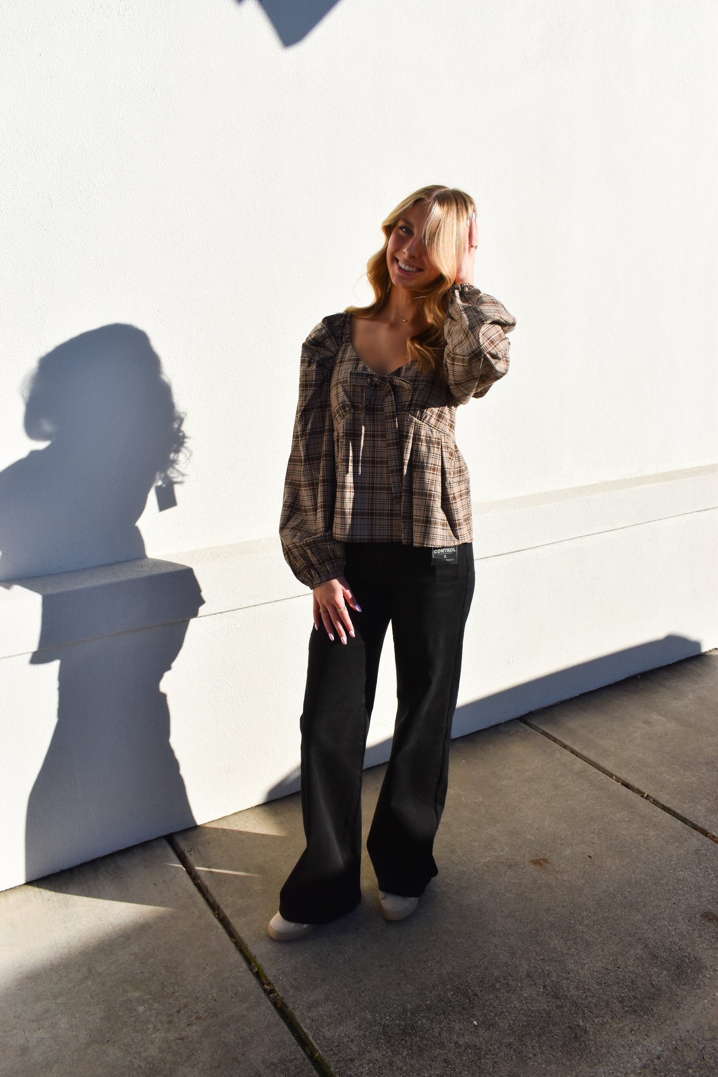Preppy Twist Plaid Blouse