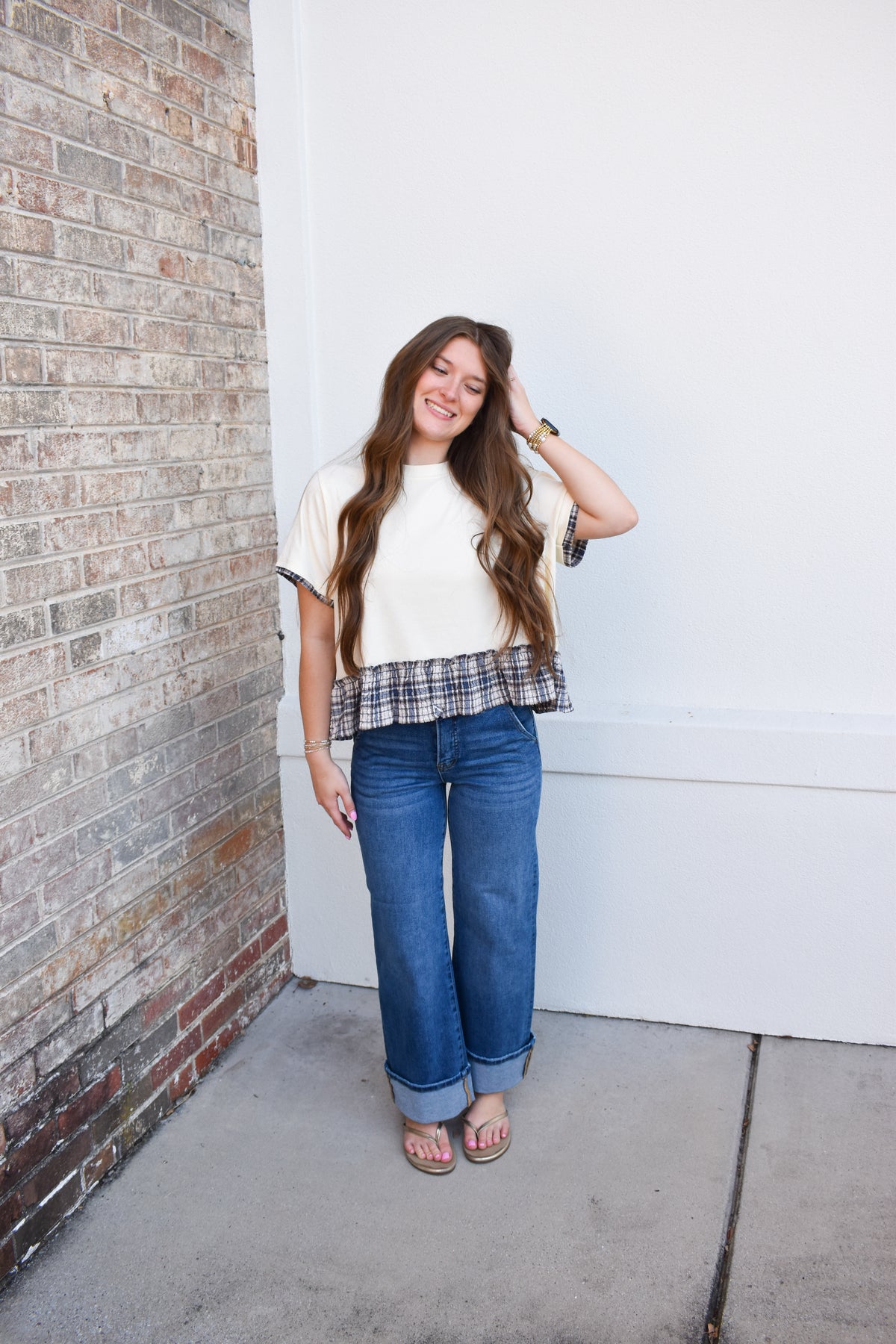 Hadley Plaid Trim Top