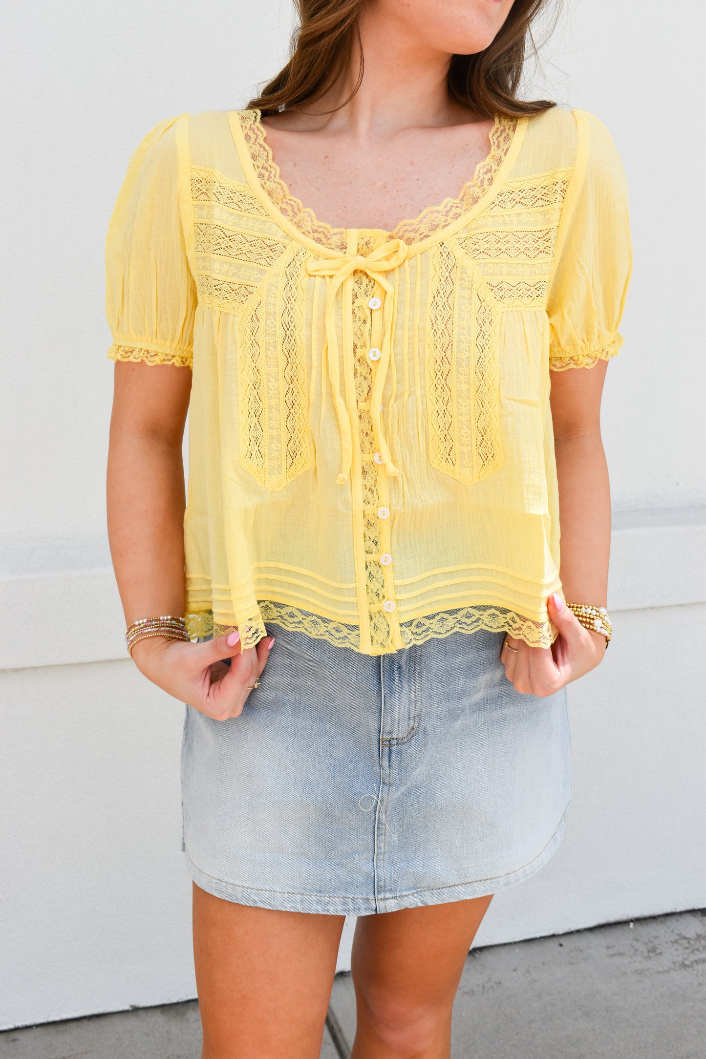 Lace & Lovely Top: Yellow