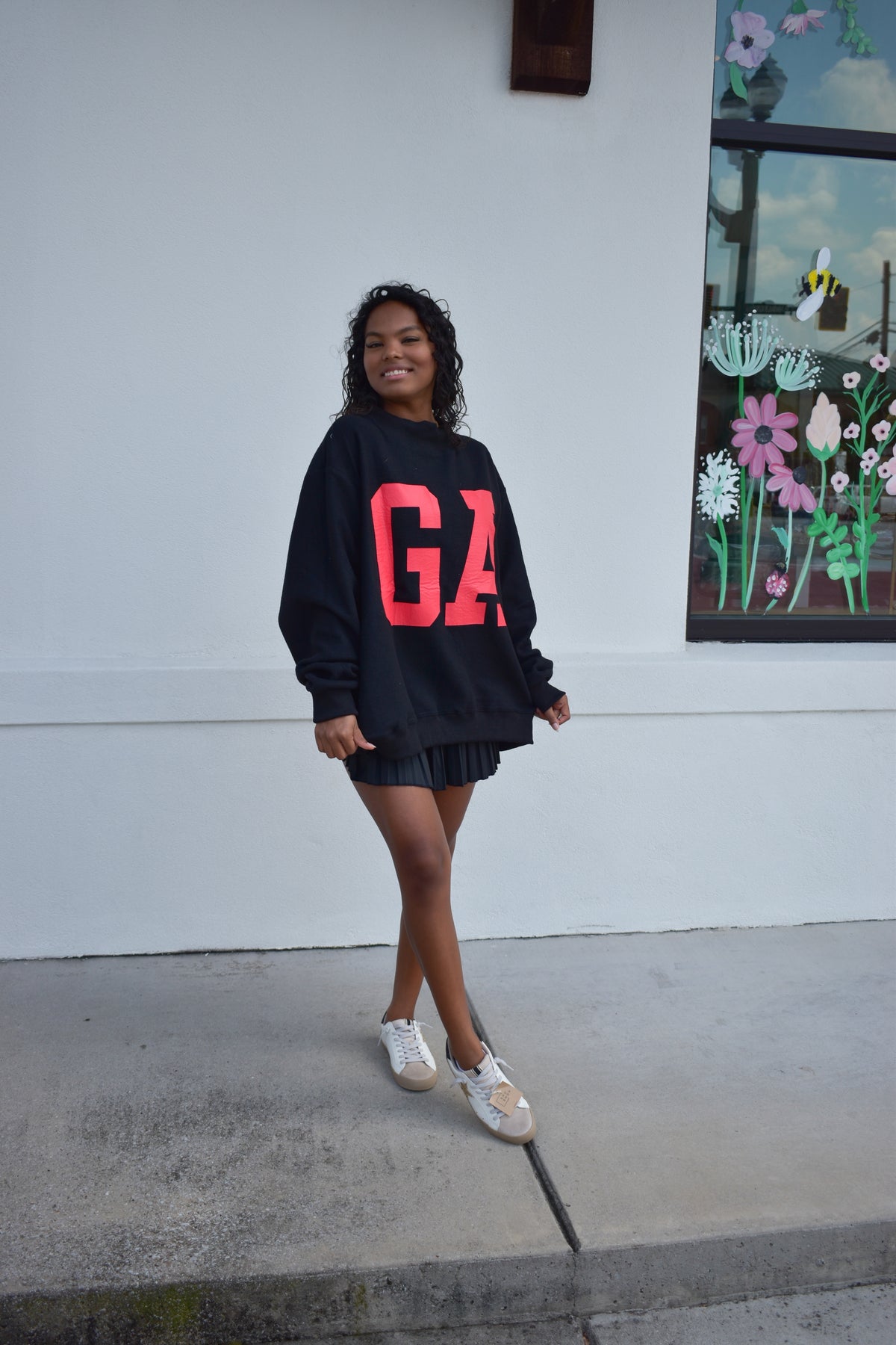 'GEORGIA&GA' Reversible Mockneck Sweatshirt: Black