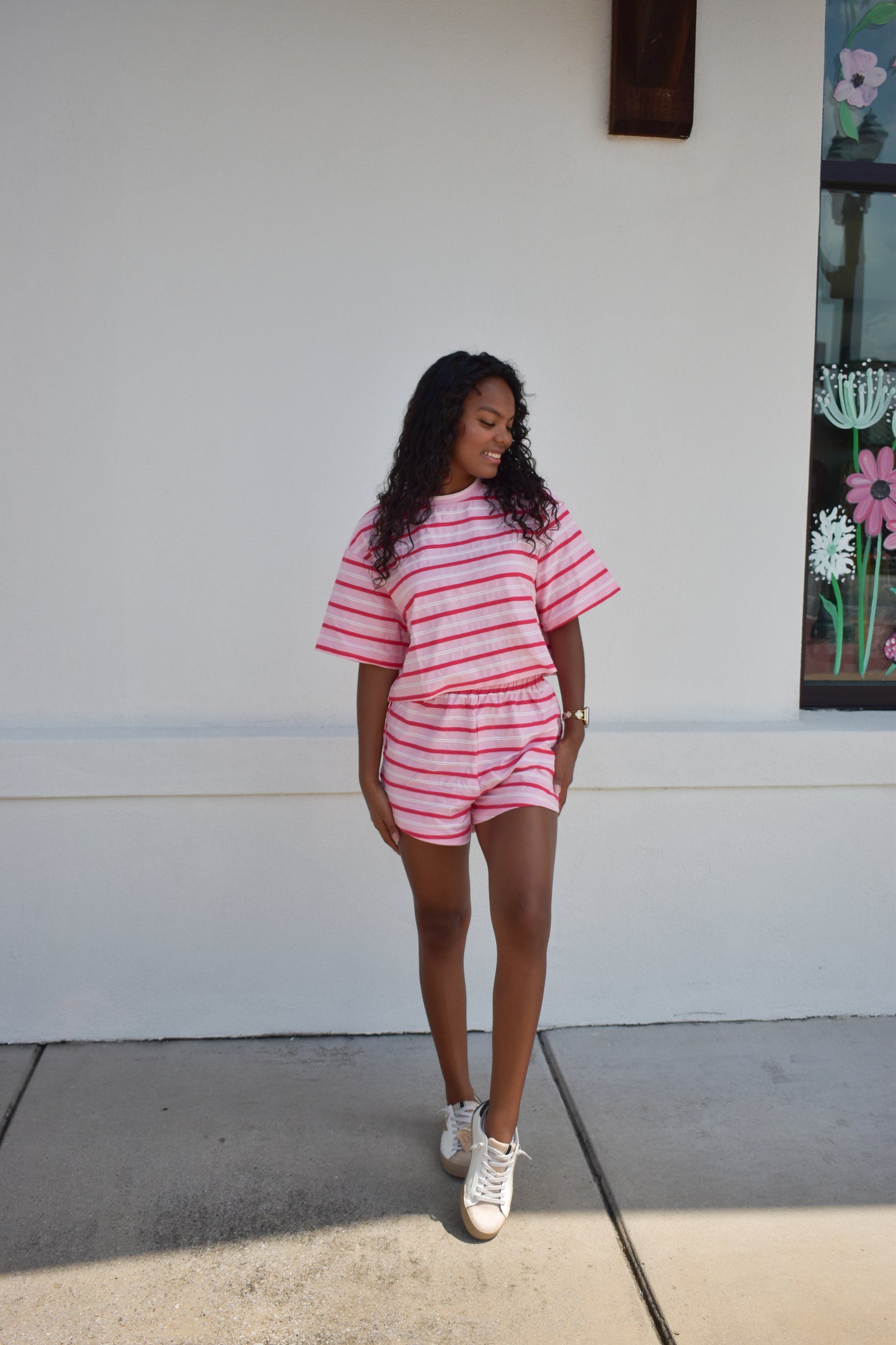 Pink/White Striped Lounge Top