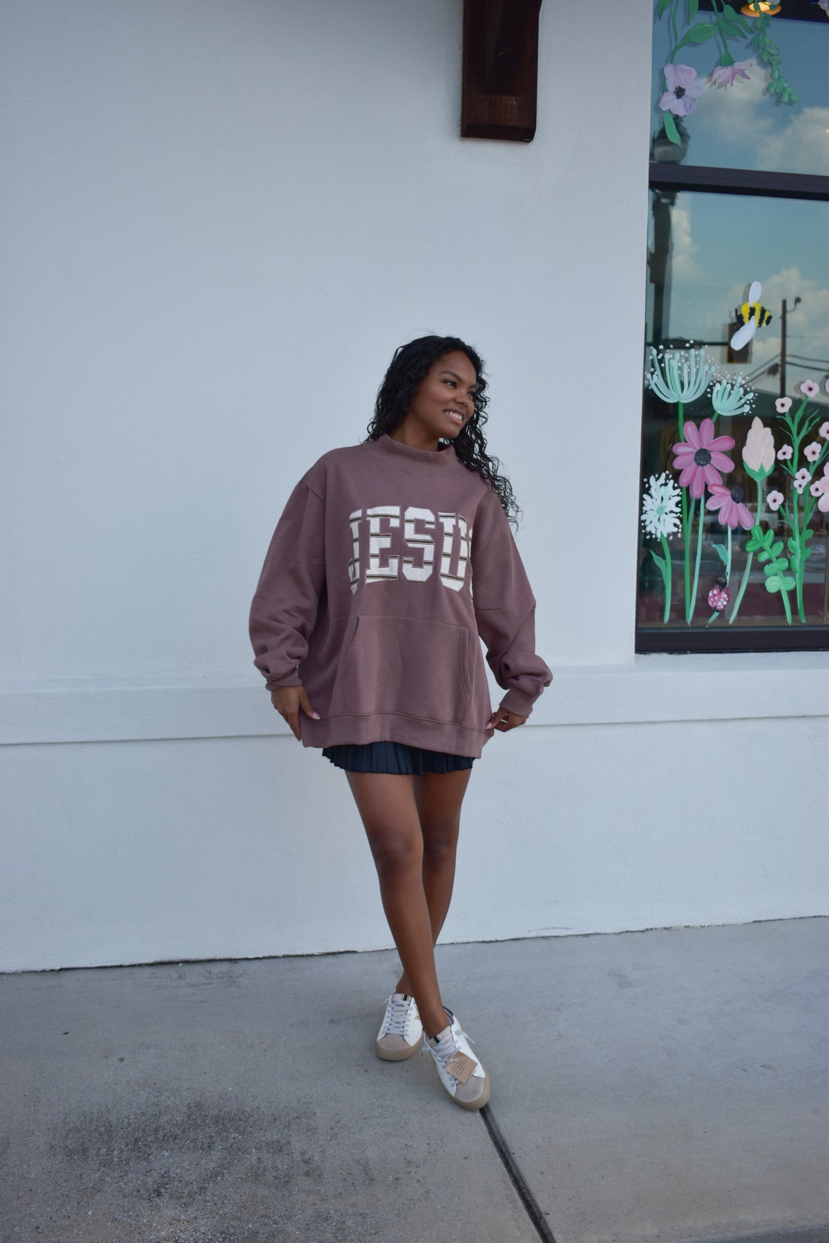 JESUS Oversized MockNeck Sweatshirt