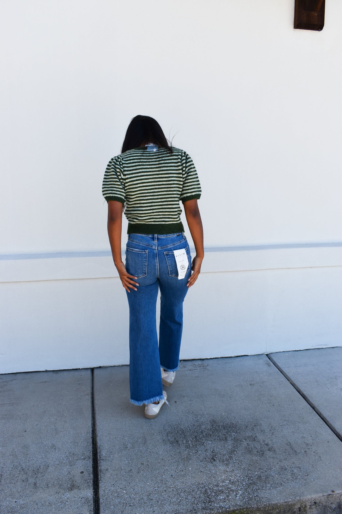 Puff Short Sleeve Stripe Cardi